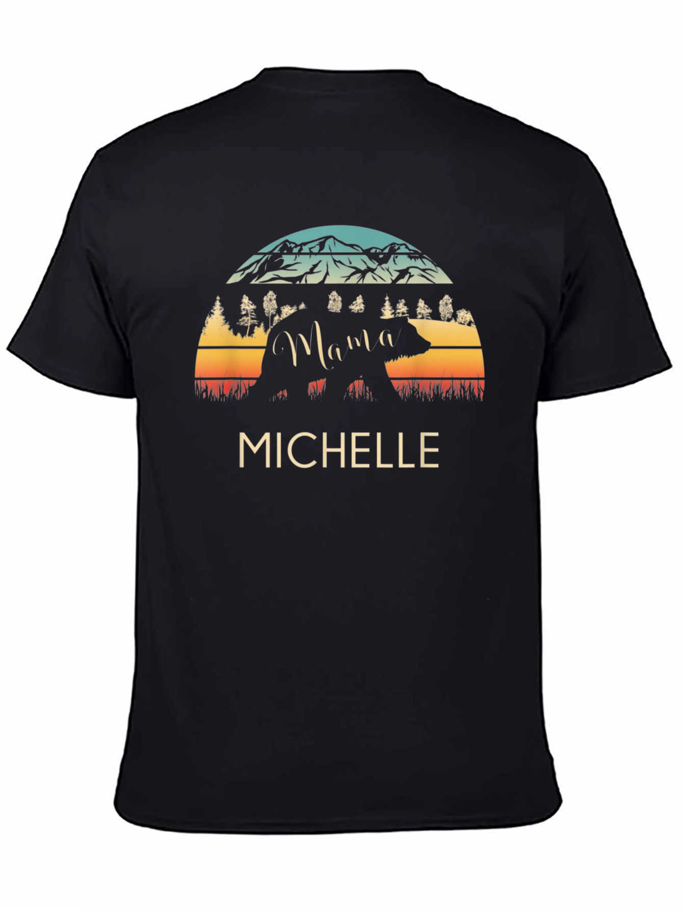 Black Michelle Bear Silhouette Vintage T-Shirt view 4