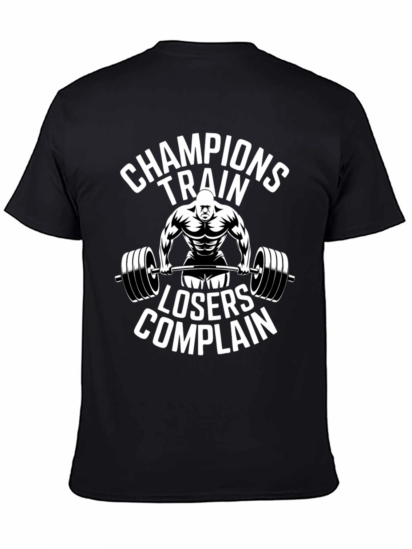 Black Champions Train T-Shirt - Motivational Workout Tee view 4