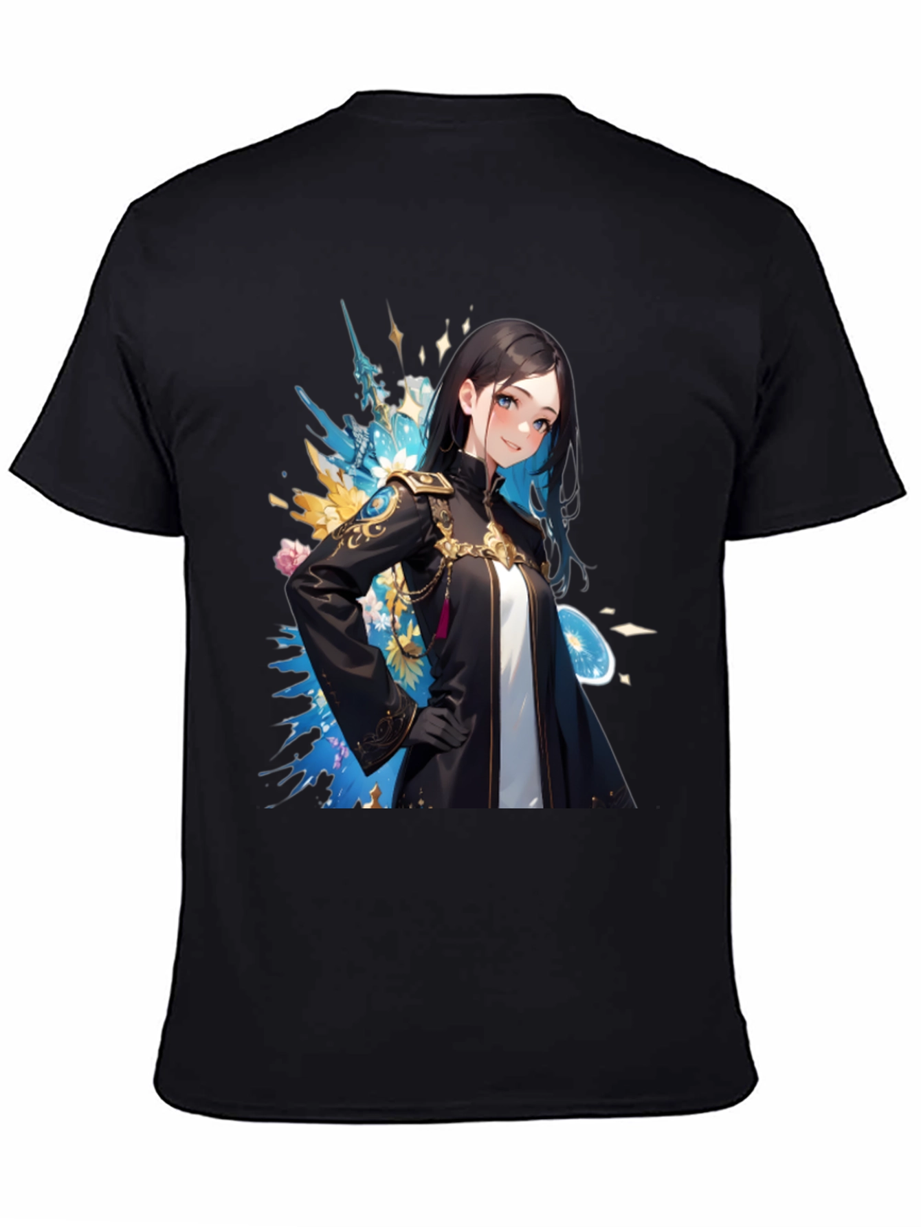 Black Anime Girl Graphic Black T-Shirt view 4