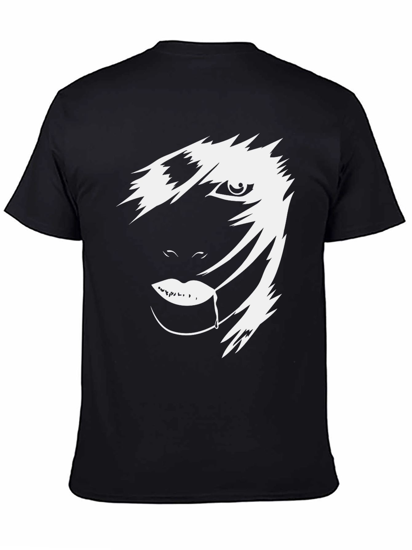 Black Abstract Face Graphic Tee - Men's Black T-Shirt view 4