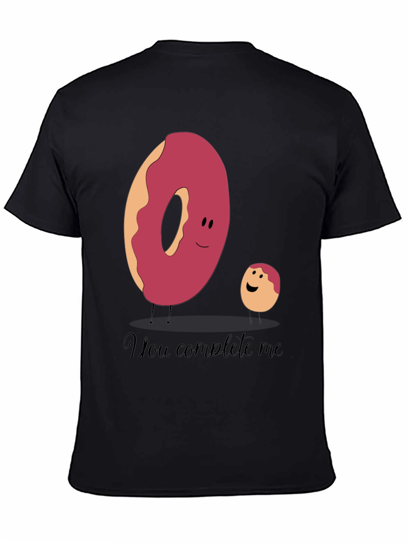 Black You Complete Me Donut Tee - Funny Foodie T-Shirt view 4
