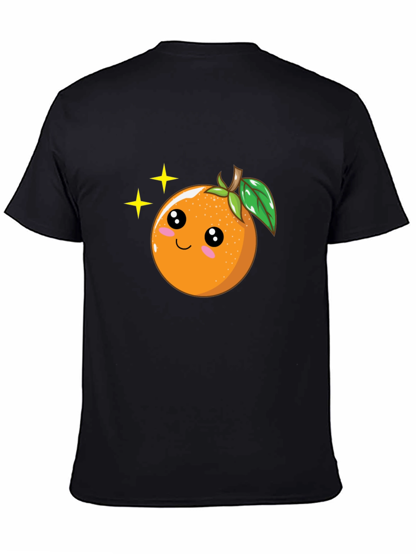 Black Cute Orange Cartoon Graphic Black T-Shirt view 4