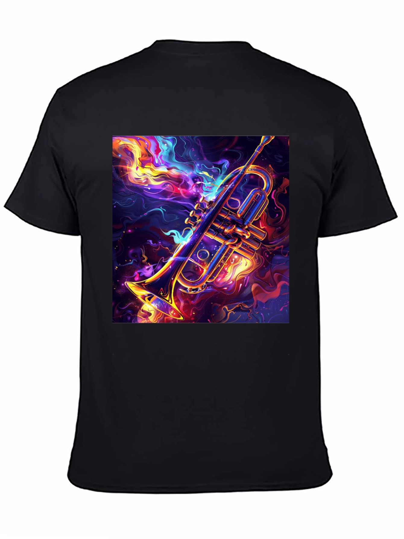 Black Trumpet Graphic Black T-Shirt: Artistic Music Lover Tee view 4