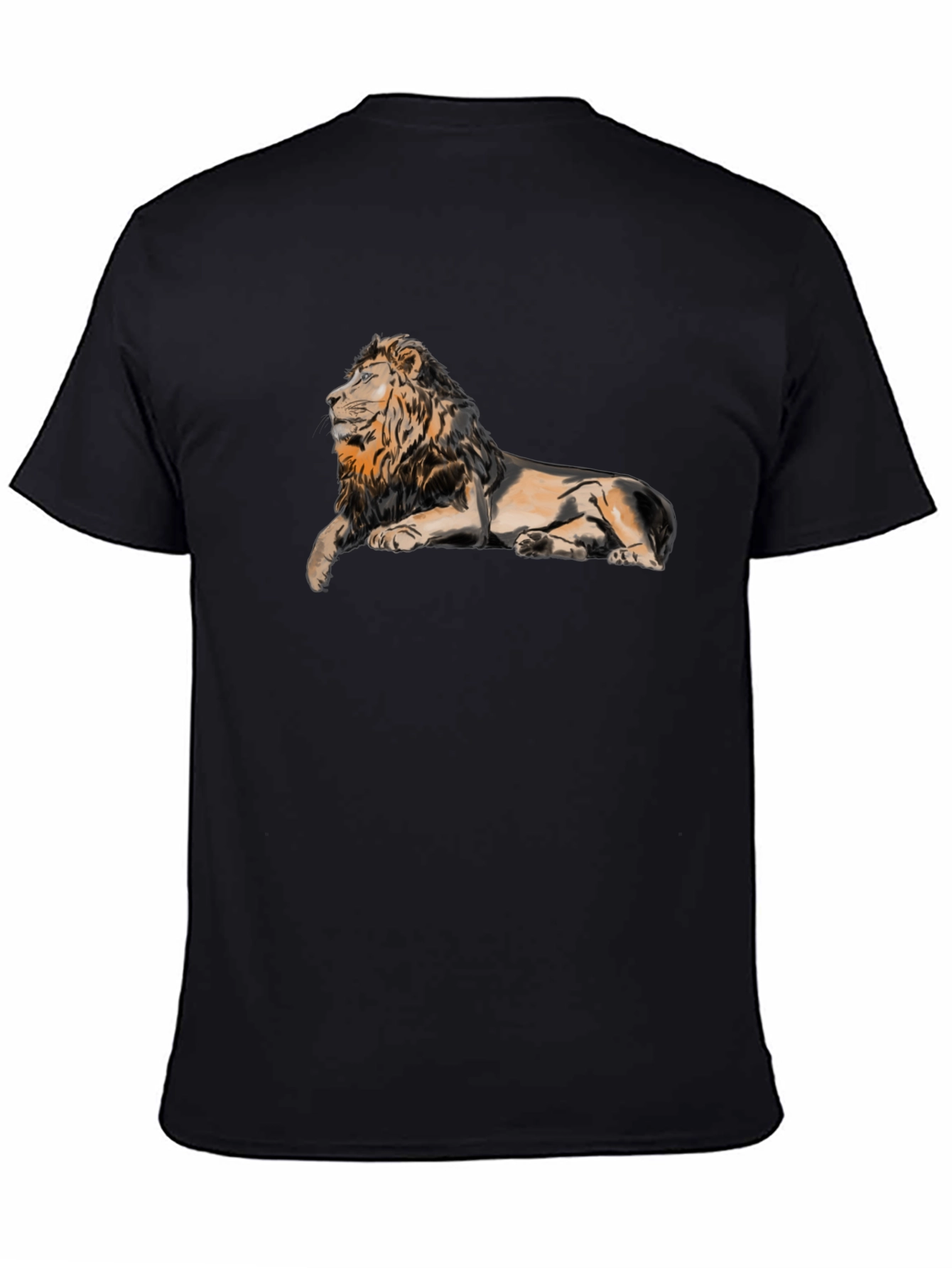 Black Lion Graphic Print T-Shirt - Black view 4