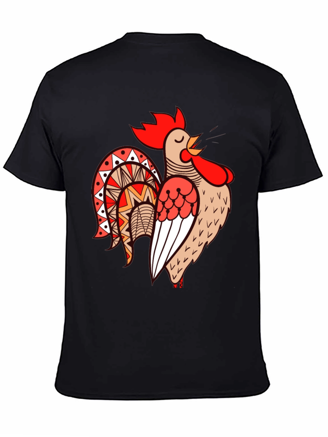 Black Rooster Graphic Tee - Black Cotton T-Shirt view 4