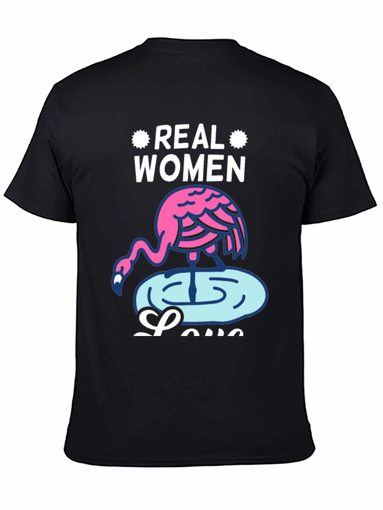 Black Real Women Love Flamingos Graphic T-Shirt view 4
