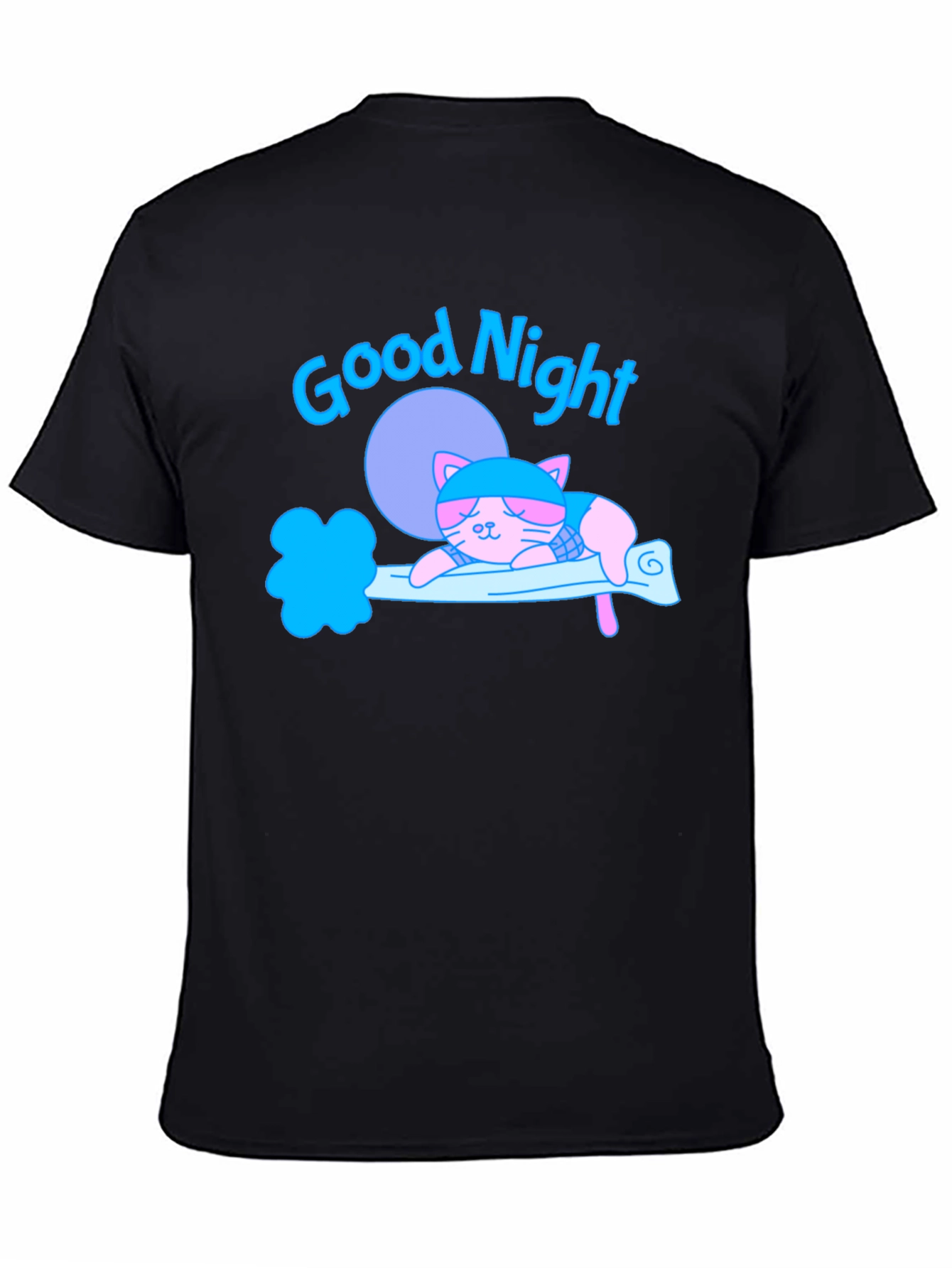 Black Good Night Cat T-Shirt view 4