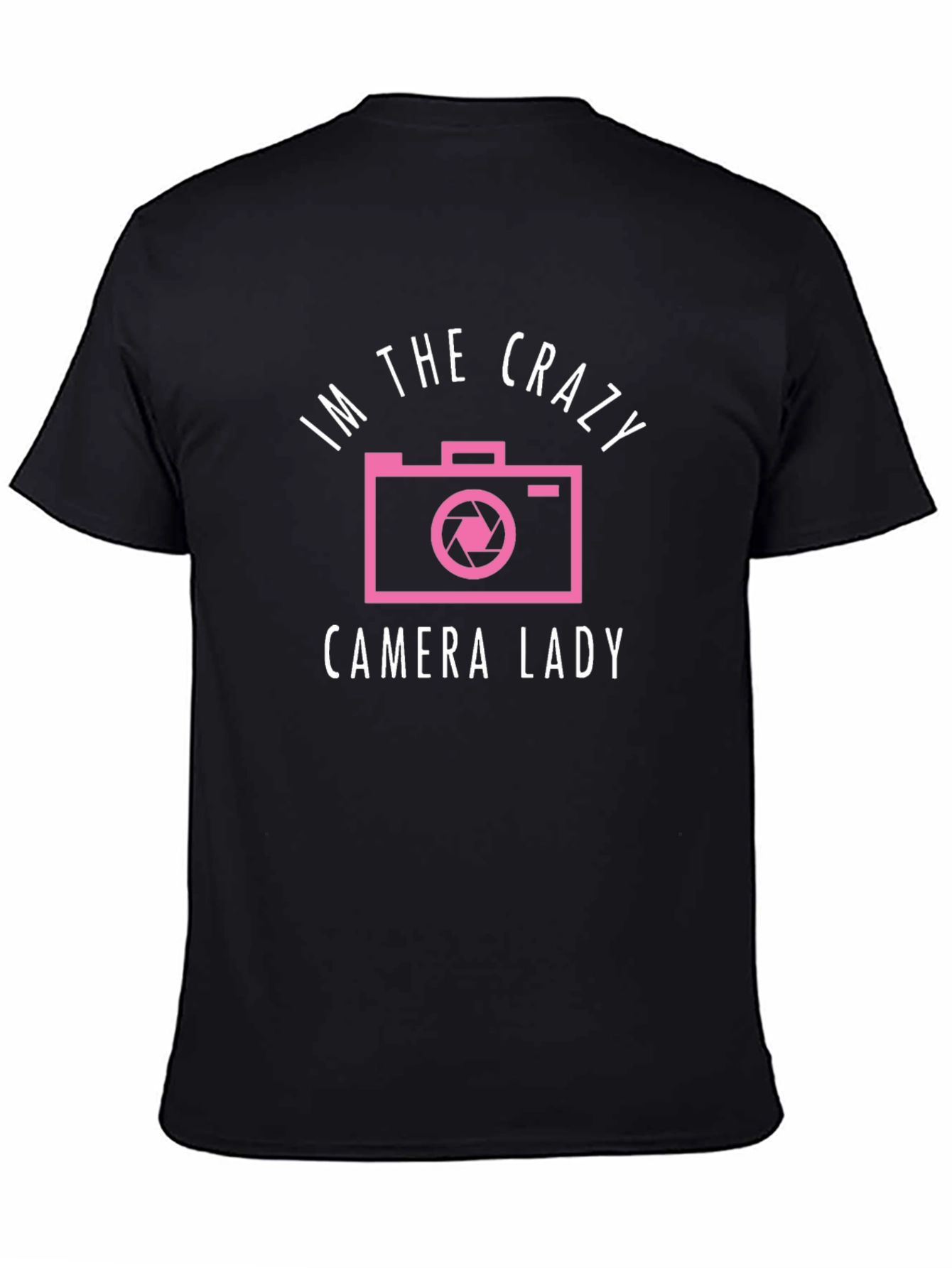 Black Crazy Camera Lady Graphic Tee - Photography Lover Shirt view 4