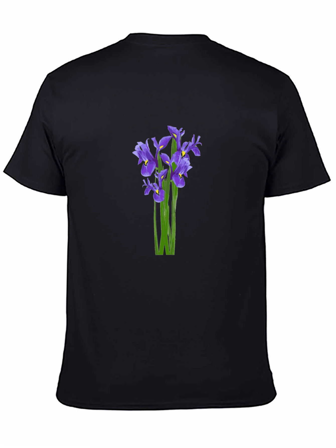 Black Floral Iris Graphic T-Shirt - Black view 4
