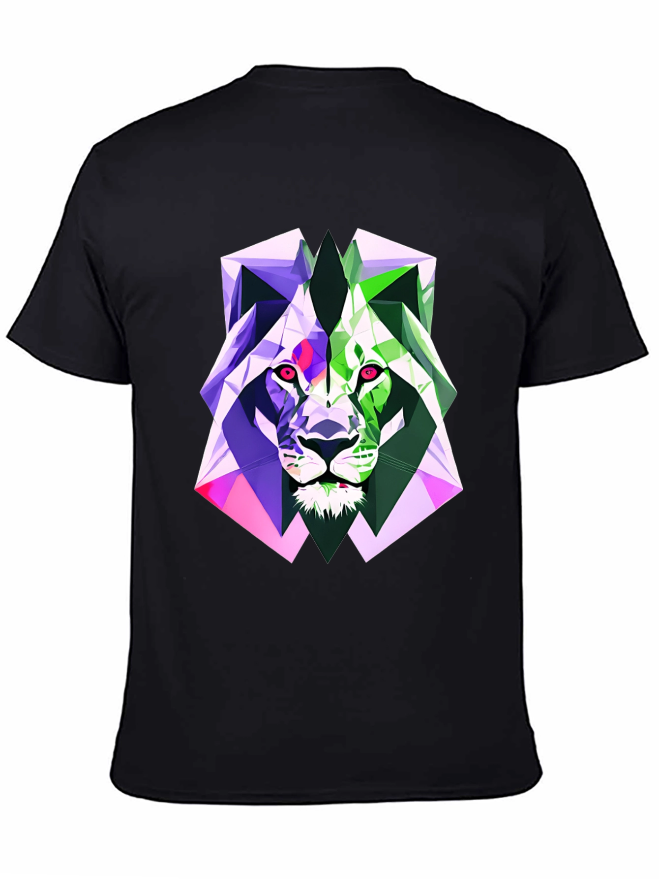 Black Geometric Lion Graphic Tee - Bold Style view 4