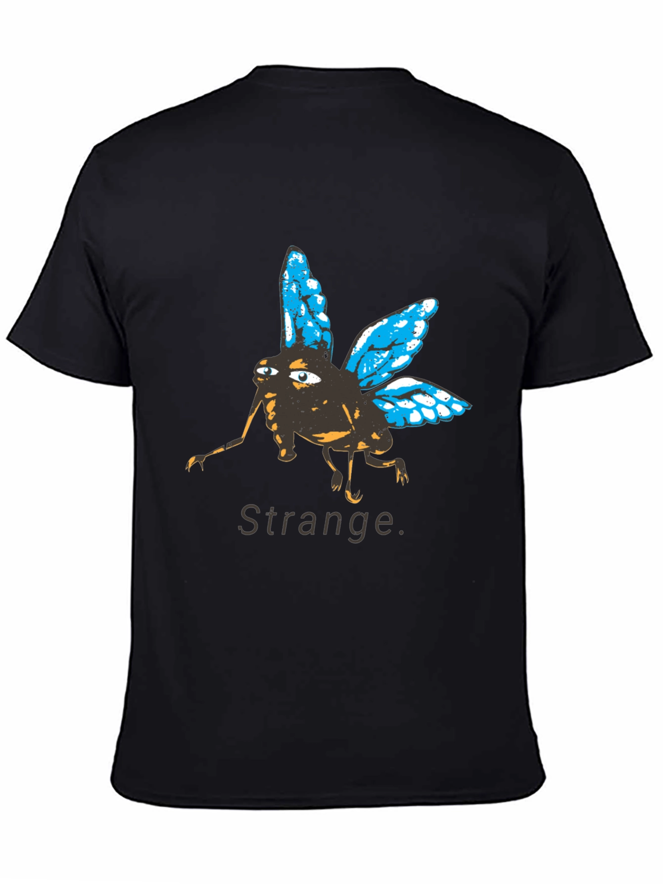 Black Strange Fly Graphic Tee - Unique Insect Print Shirt view 4
