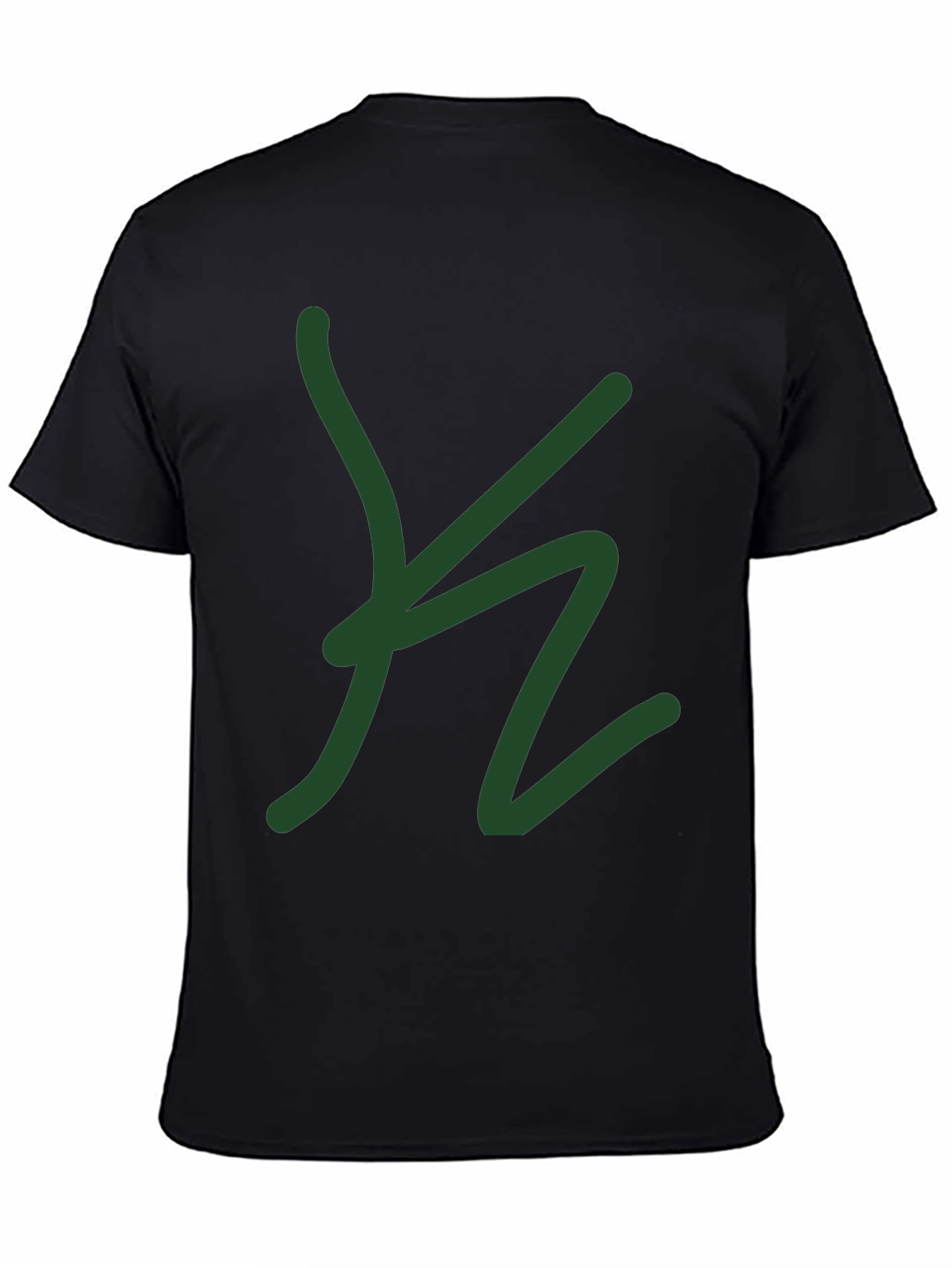 Black Black Graphic Tee - Abstract Green Design view 4