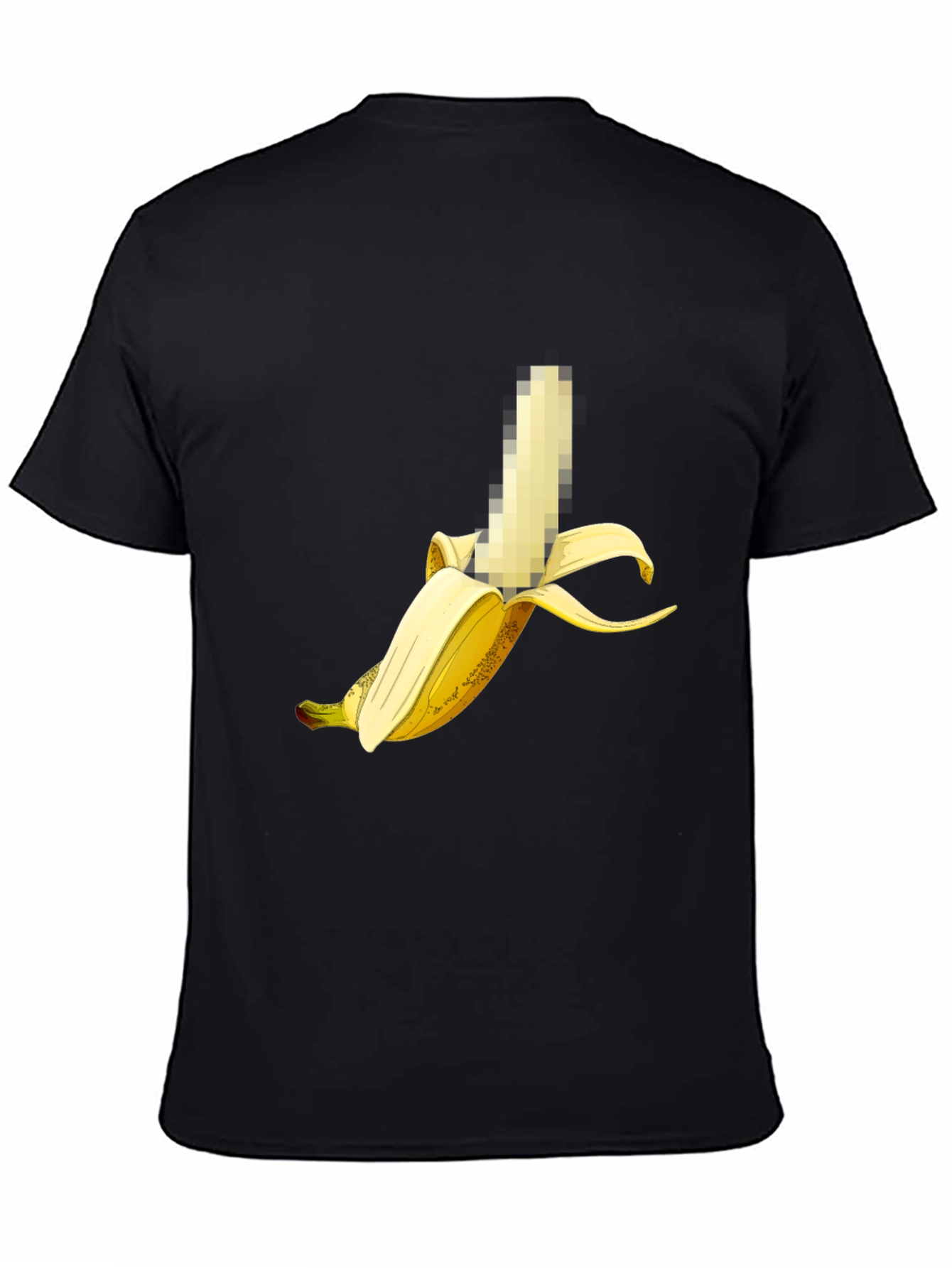 Black Censored Banana Graphic Tee - Unisex Black T-Shirt view 4