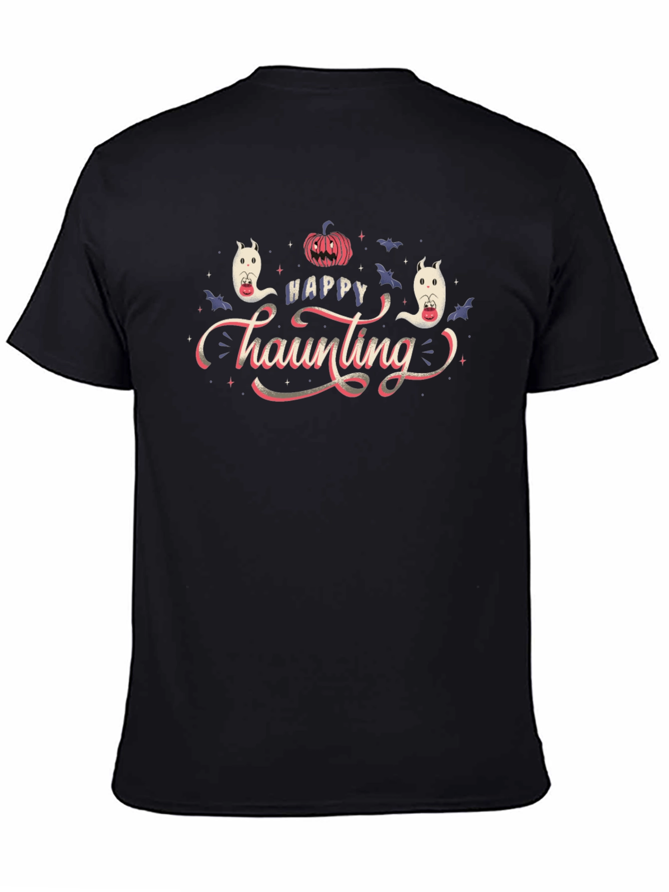 Black Happy Haunting Halloween T-Shirt view 4