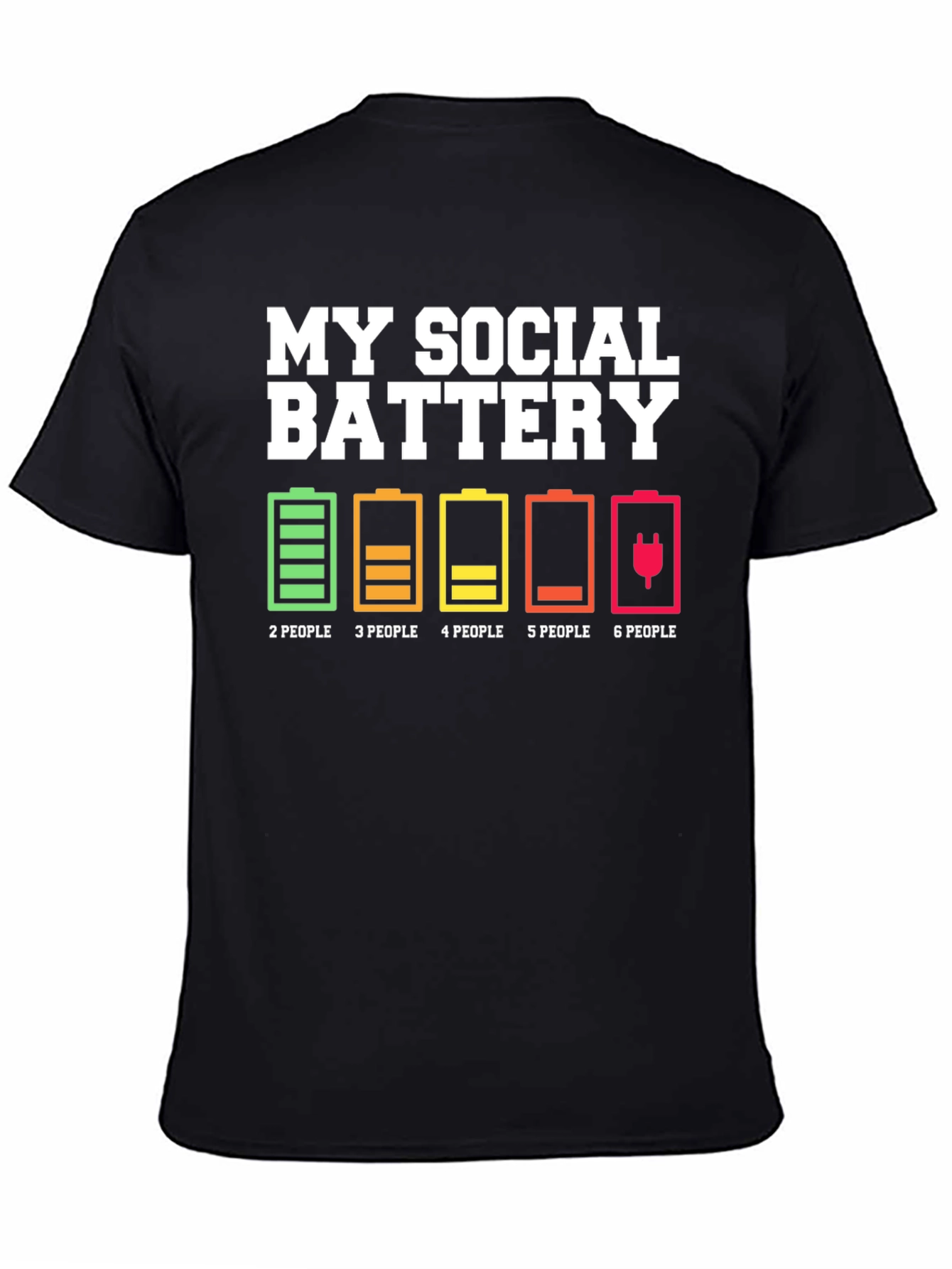 Black My Social Battery T-Shirt - Introvert Humor Tee view 4