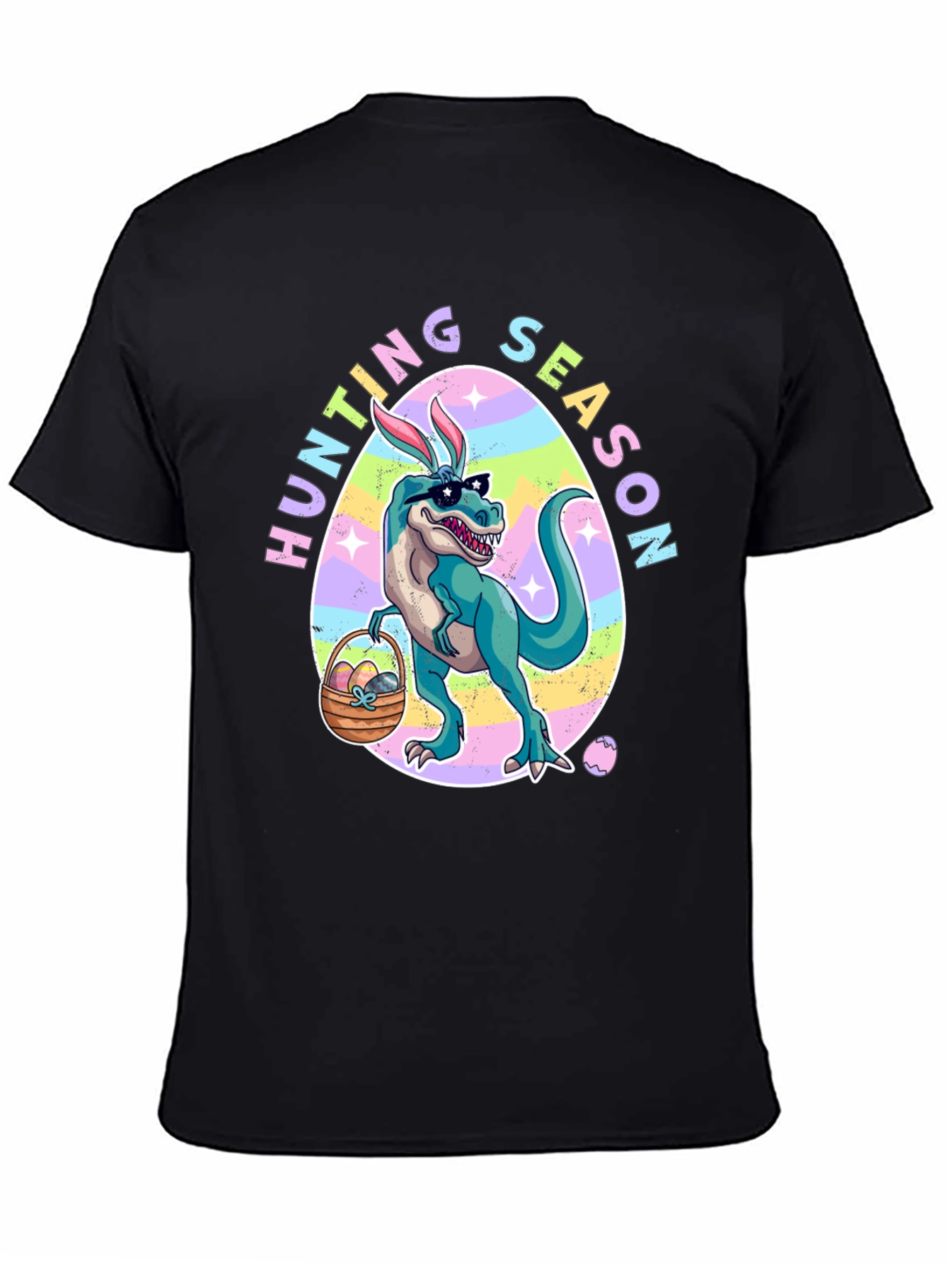 Black Dino Easter Hunting Season T-Shirt view 4
