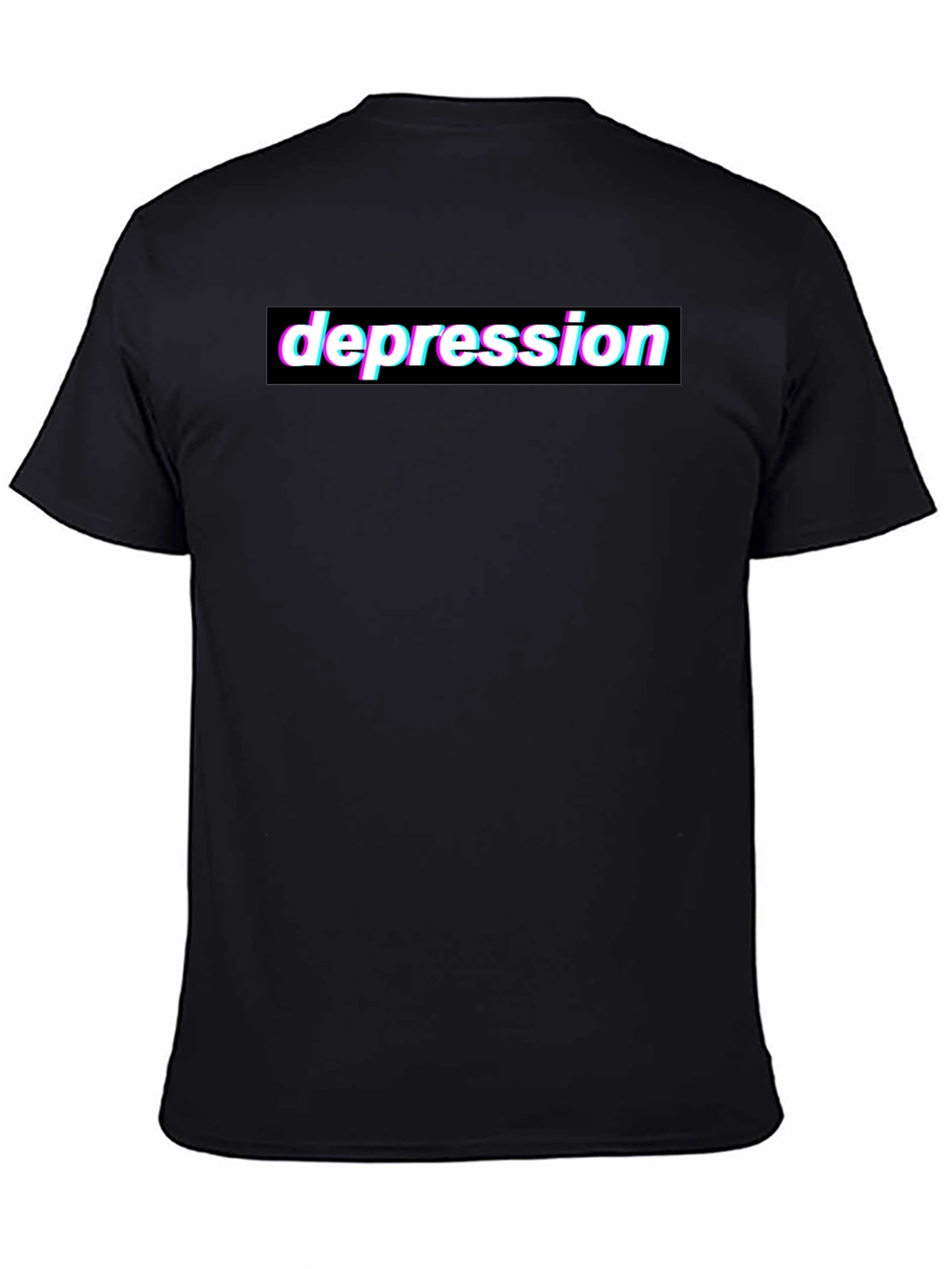 Black Depression Glitchcore Graphic Tee - Black Cotton T-Shirt view 4