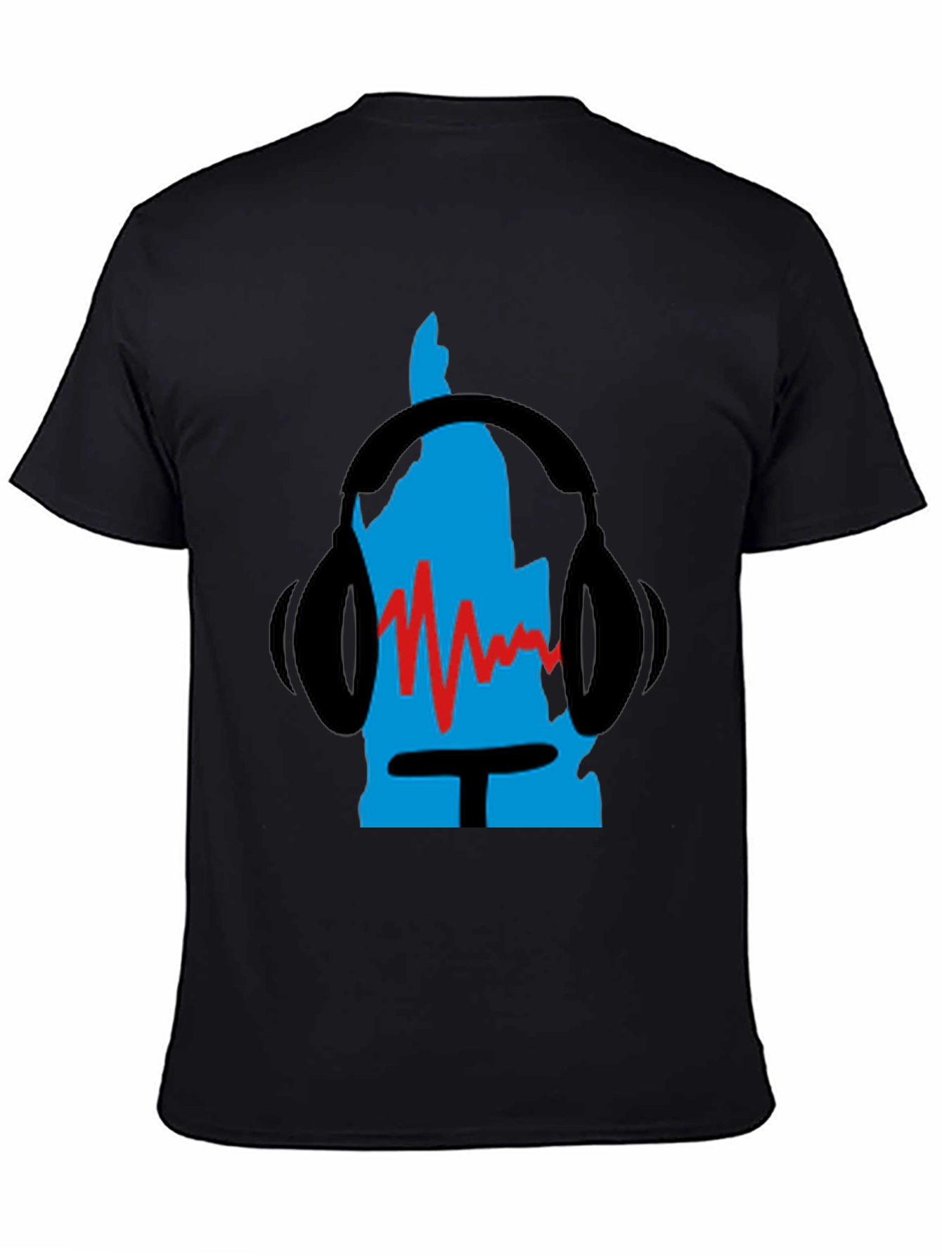 Black Retro Music Headphone Graphic Tee - Black view 4