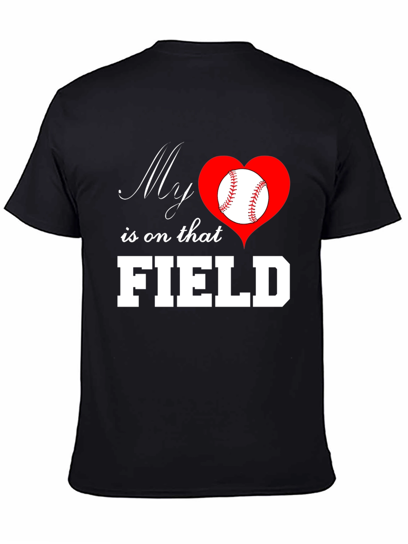 Black Baseball Mom T-Shirt: My Heart is on That Field view 4