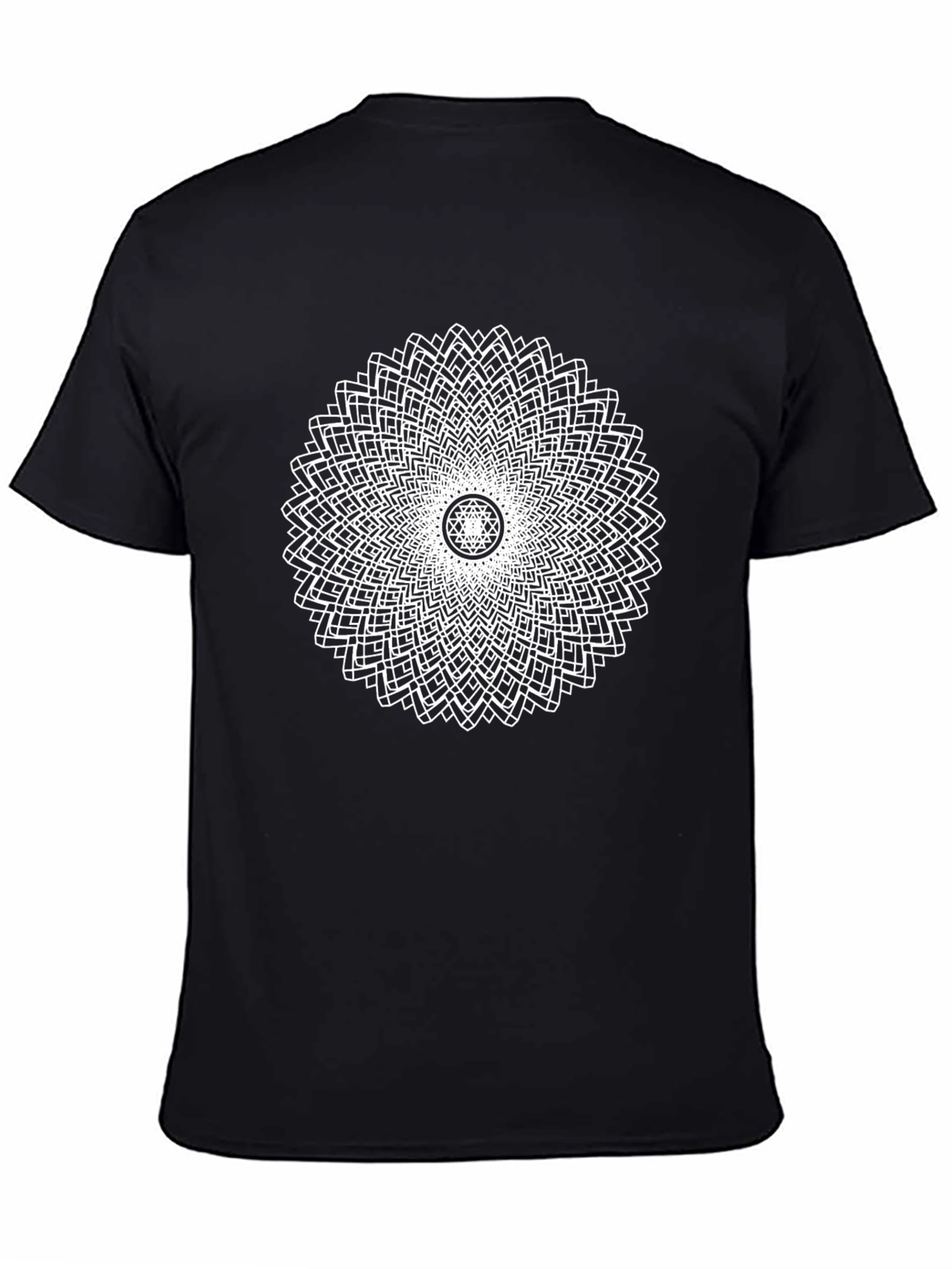 Black Geometric Mandala Print Black Tee view 4