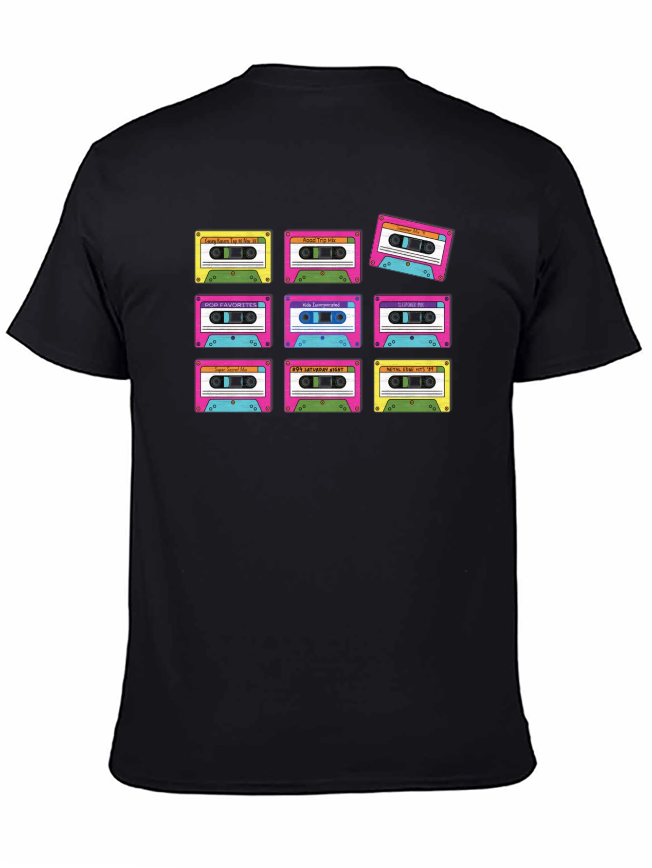 Black Retro Cassette Tape T-Shirt - Vintage Music Lover Tee view 4