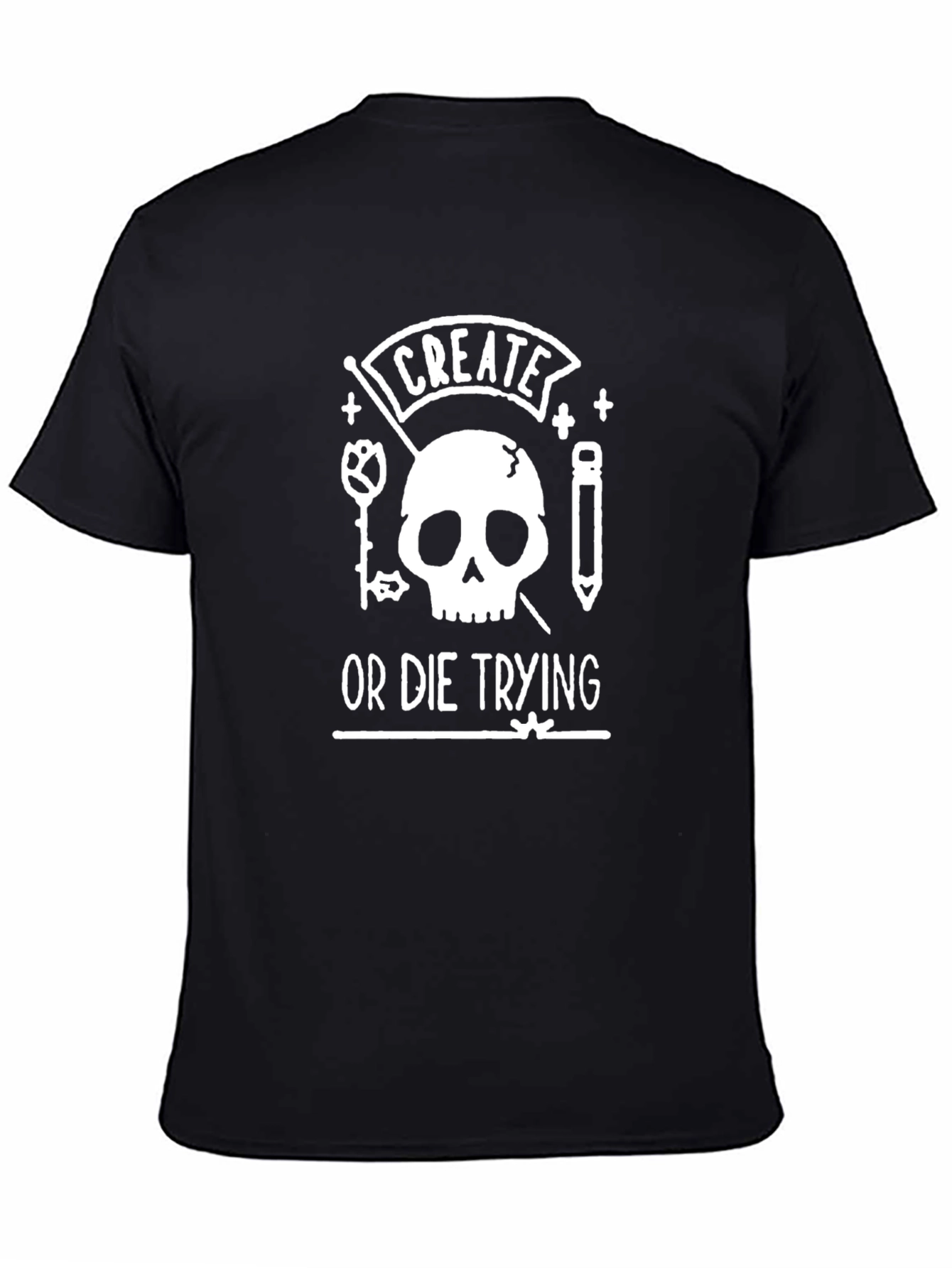 Black Create or Die Trying Graphic T-Shirt view 4