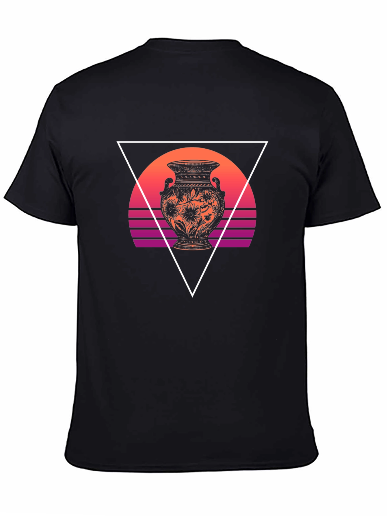Black Vaporwave Vase Graphic Tee - Black Cotton Blend view 4