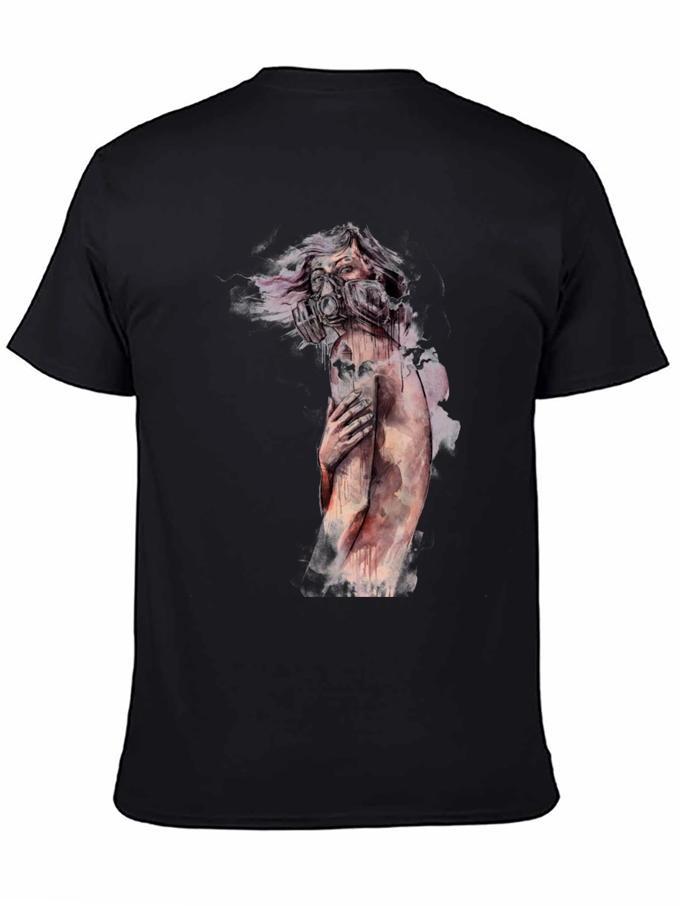 Black Unique Graphic Tee - Apocalyptic Watercolor Design view 4