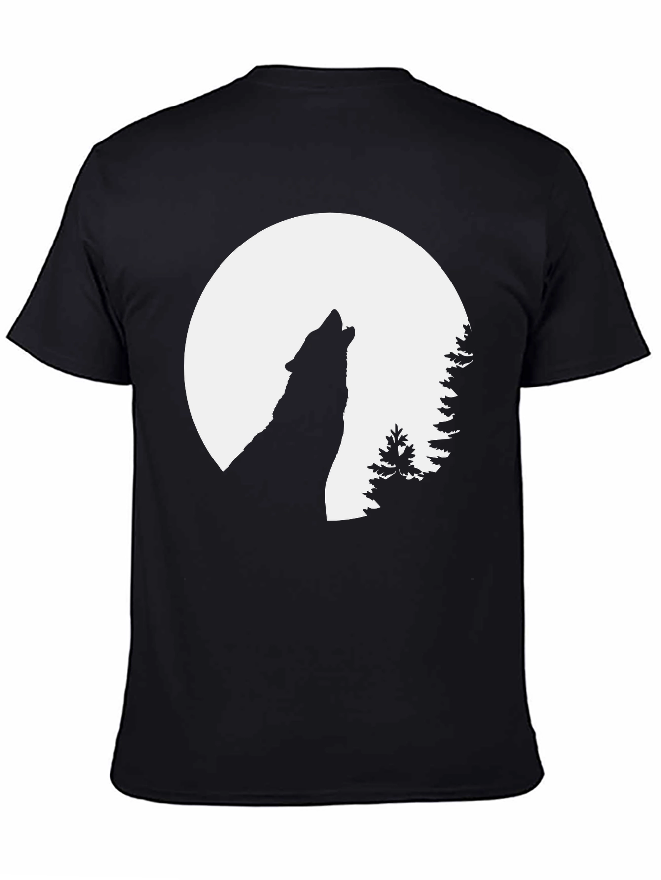 Black Wolf Howling at Moon Graphic Tee - Black view 4