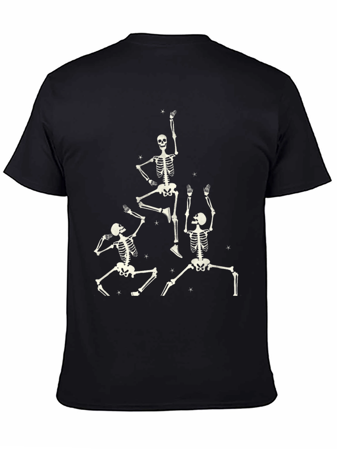Black Dancing Skeletons Black Graphic Tee view 4