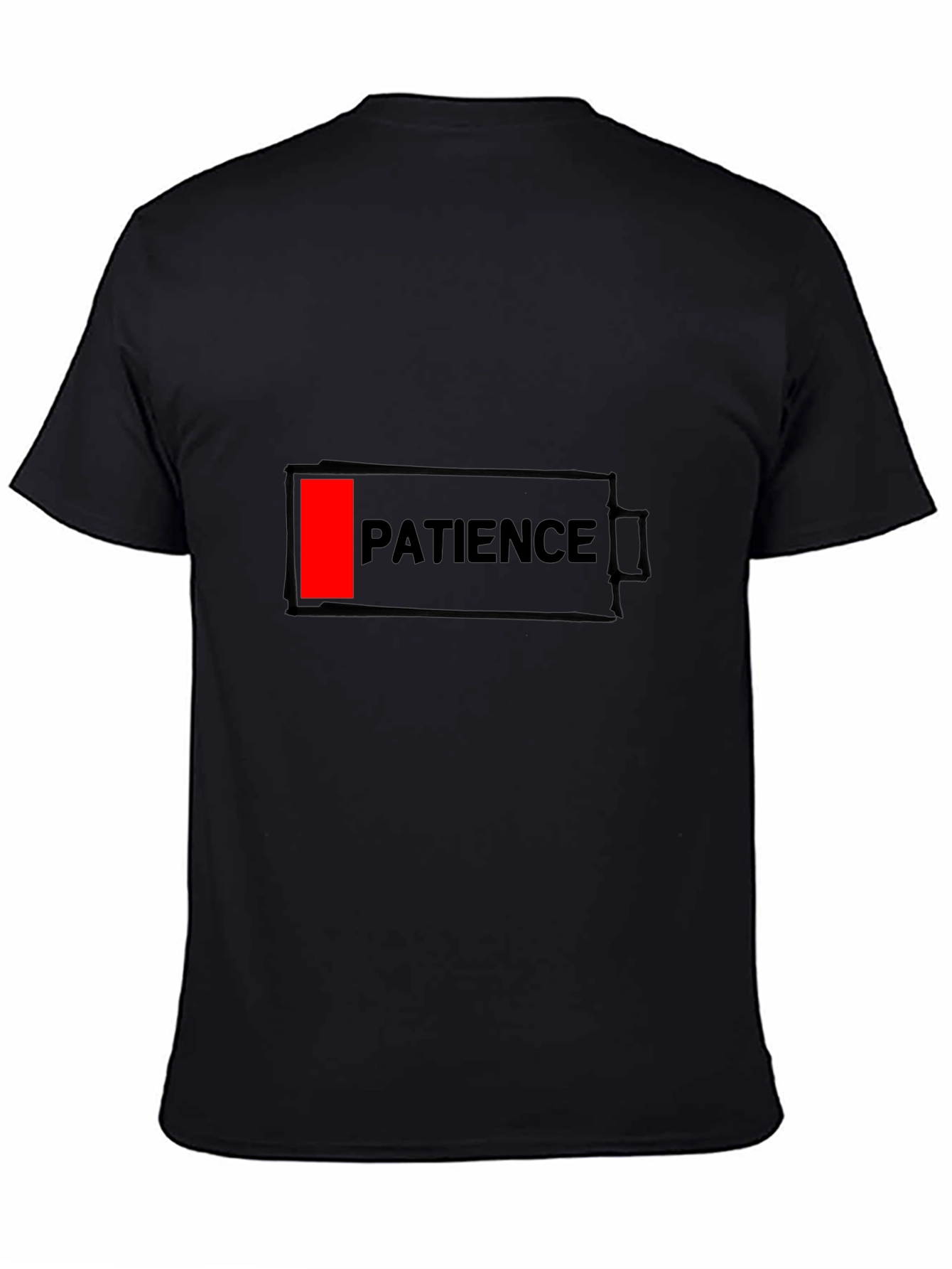 Black Patience Low Battery Black Graphic Tee for Men view 4