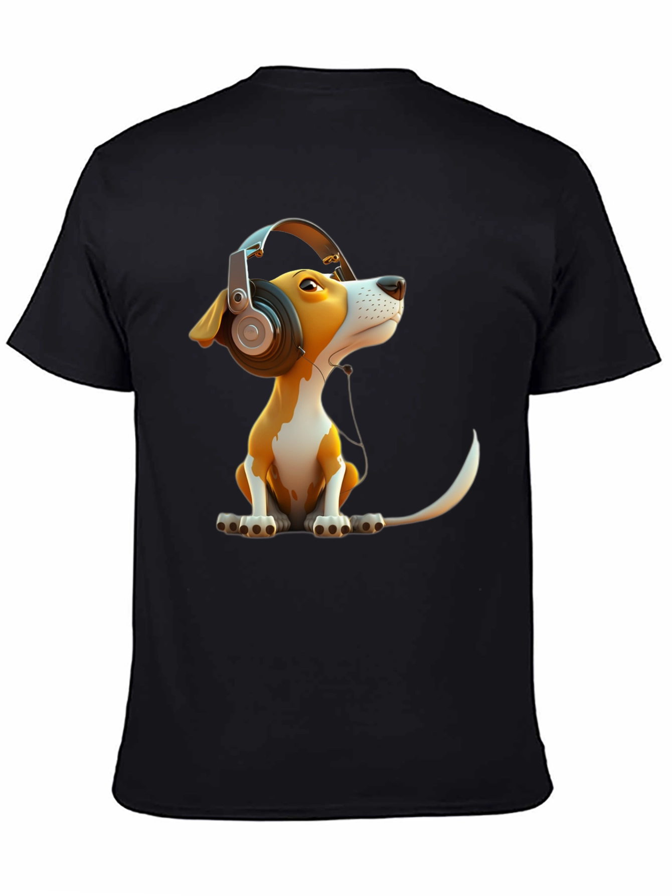 Black Dog with Headphones Graphic Tee view 4