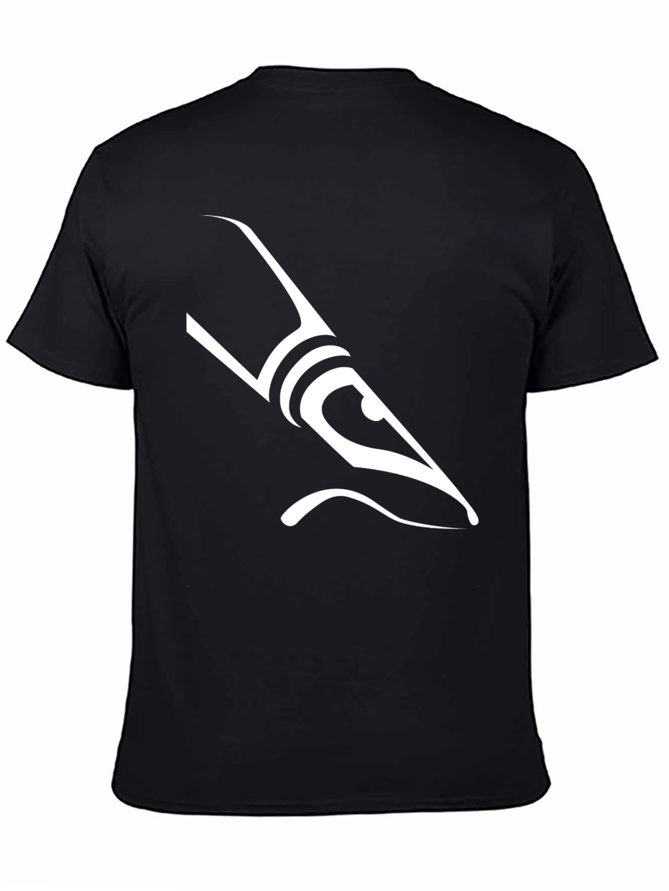 Stylish Black T-Shirt with Unique White Pen Design - 4