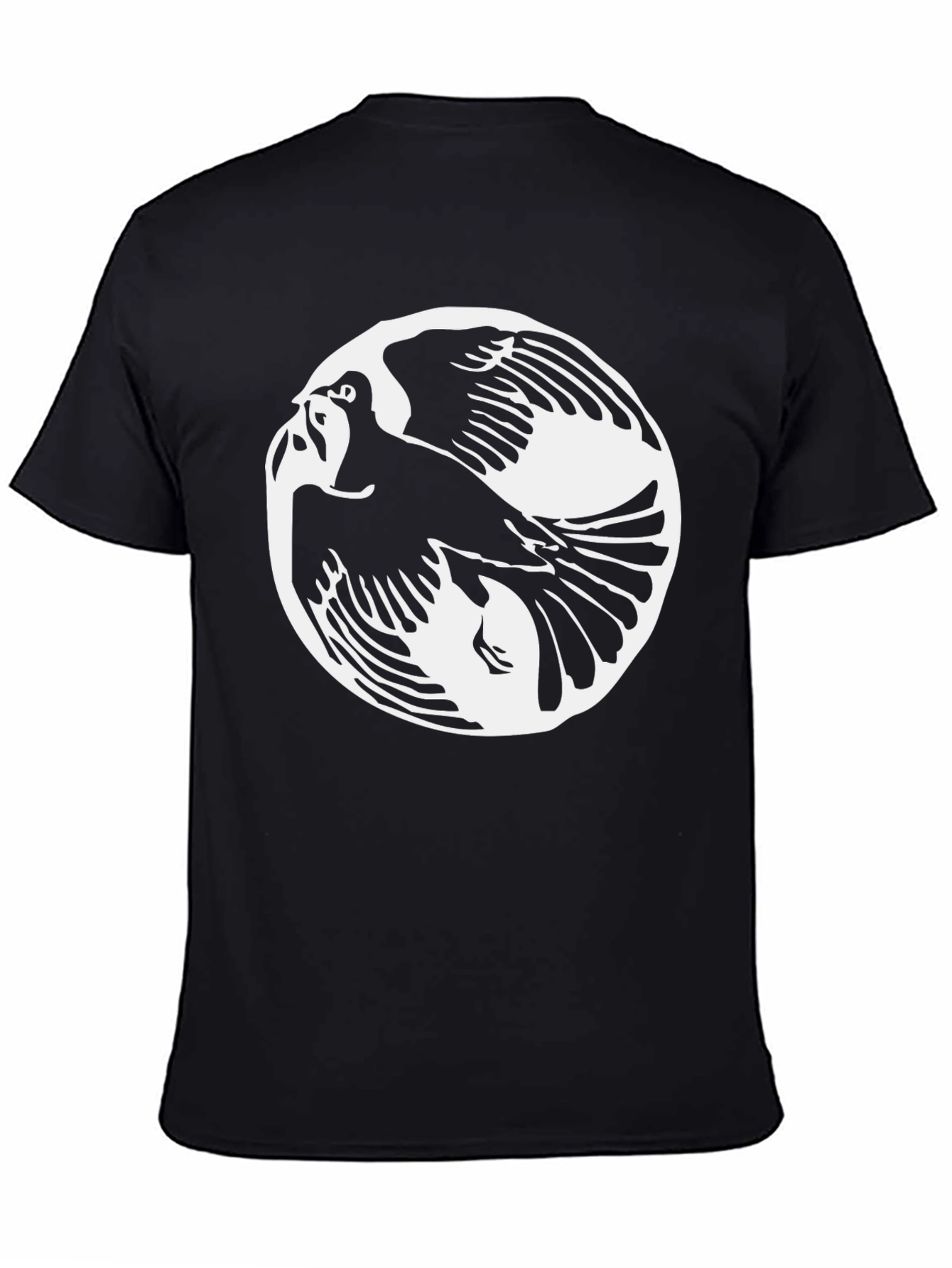 Black Yin Yang Bird Graphic Tee - Black view 4