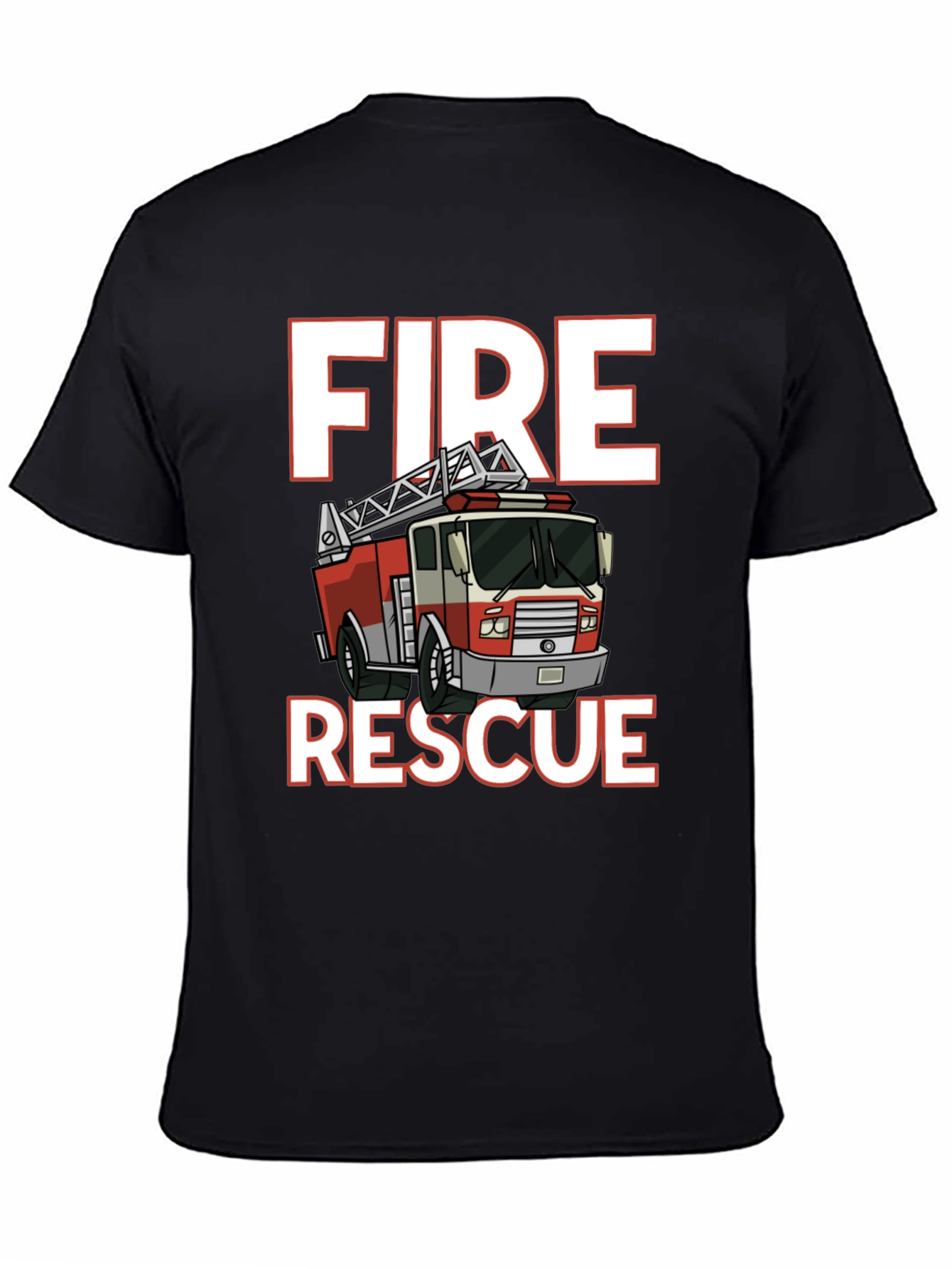 Black Fire Rescue T-Shirt - Black Cotton Tee view 4