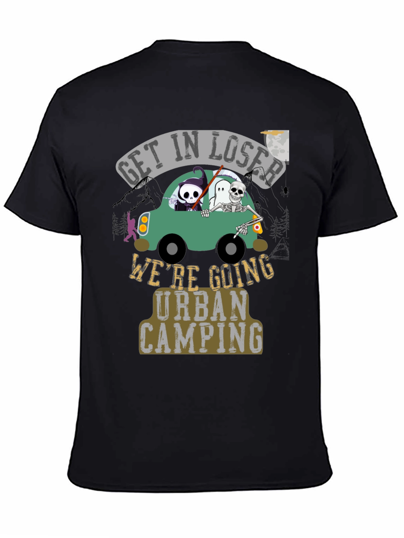 Black Urban Camping Graphic T-Shirt view 4