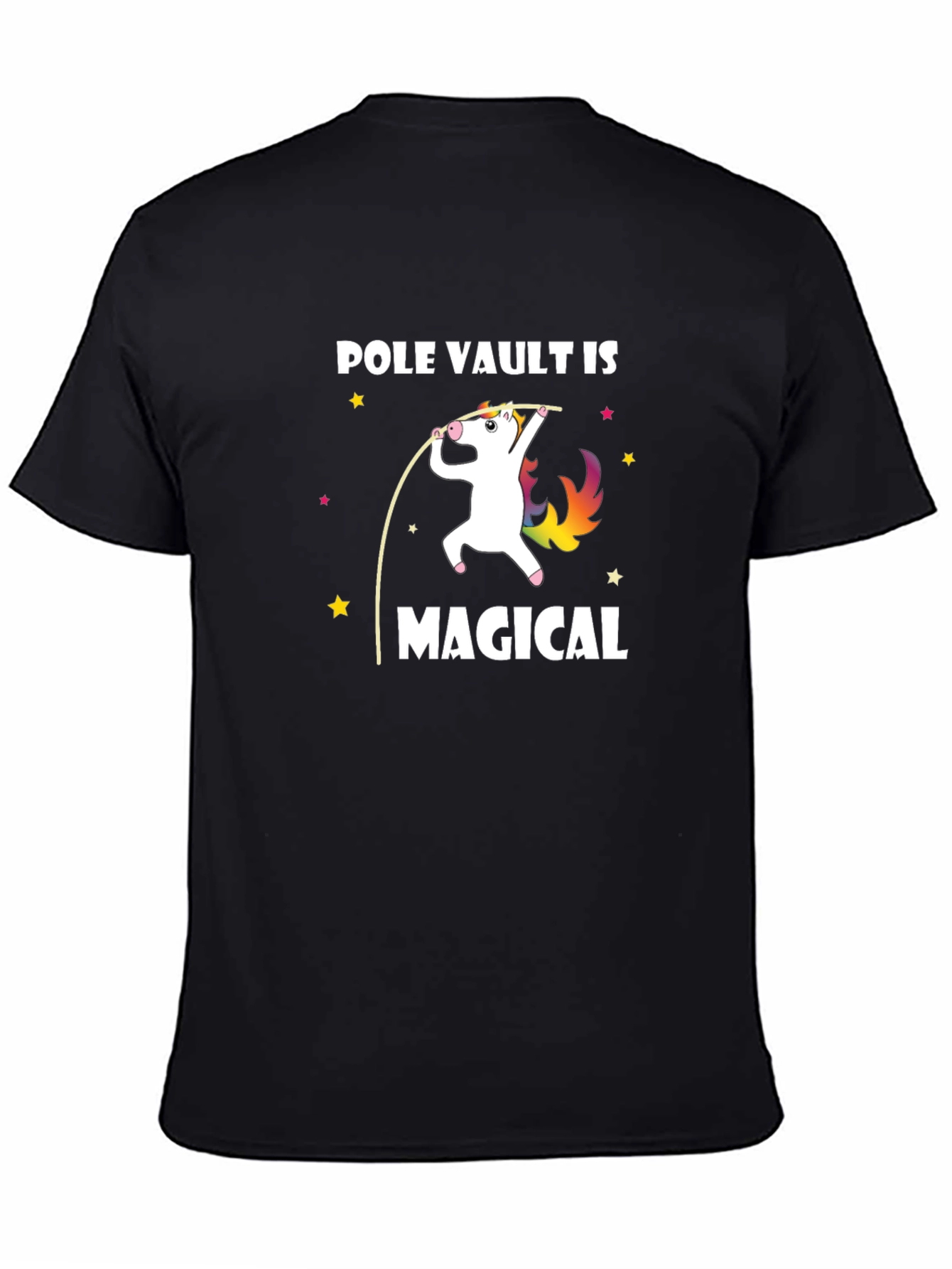 Black Pole Vault is Magical Unicorn Graphic Tee view 4