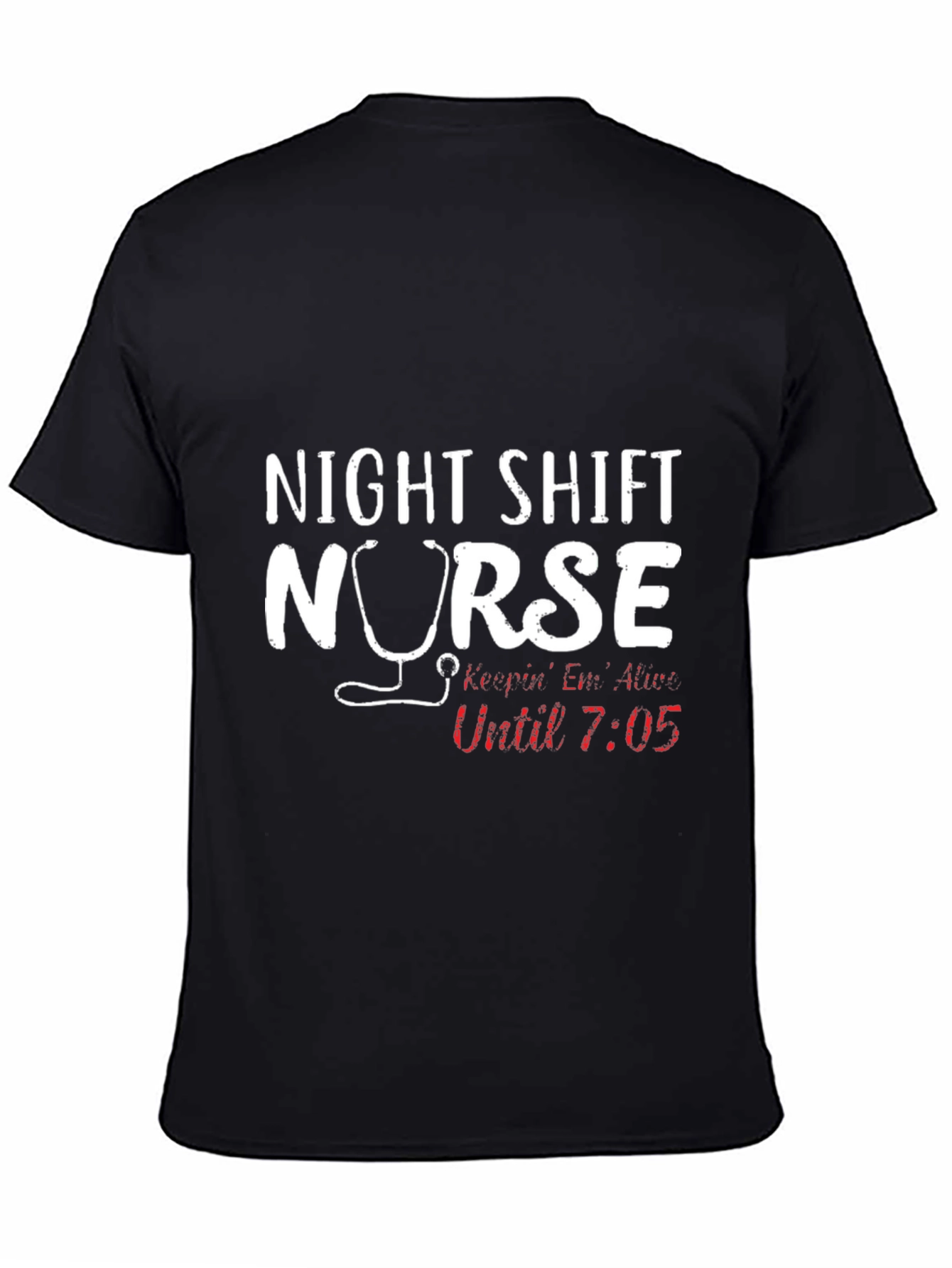 Black Night Shift Nurse Graphic T-Shirt view 4