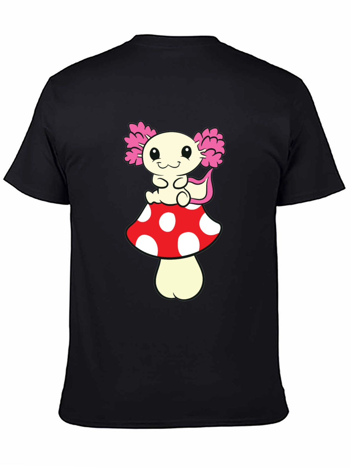 Black Axolotl Mushroom T-Shirt - Cute Cartoon Tee view 4