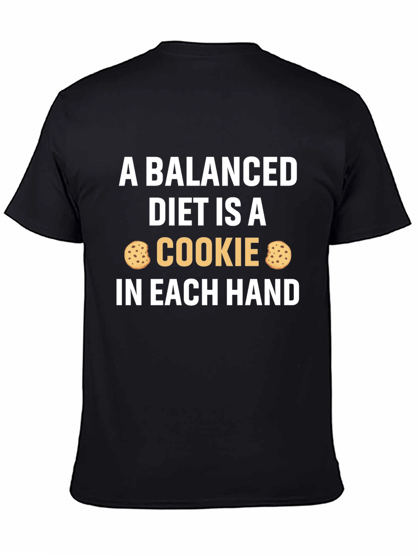 Black Balanced Diet Cookie T-Shirt Funny Foodie Tee view 4