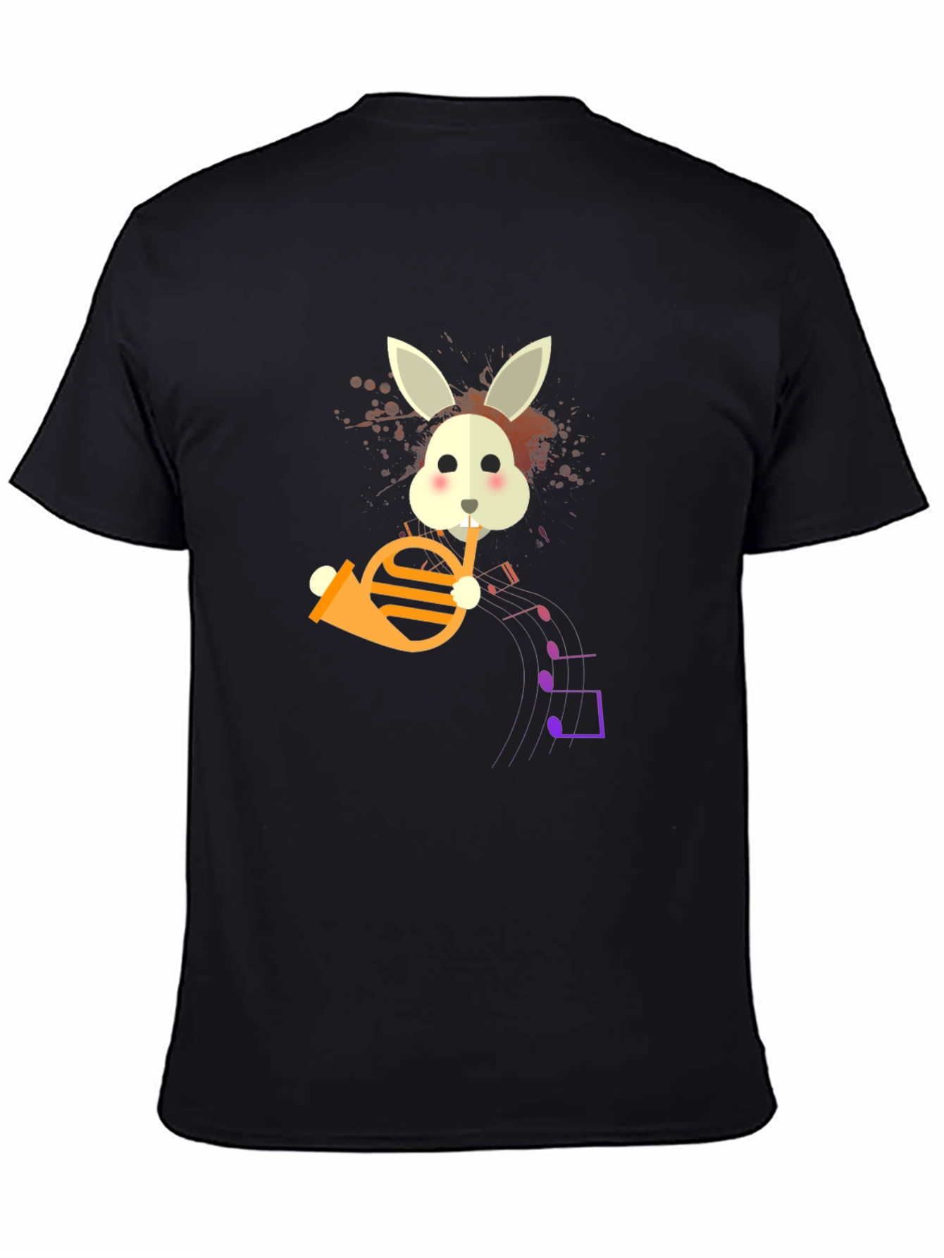 Black Bunny French Horn Player Graphic T-Shirt view 4