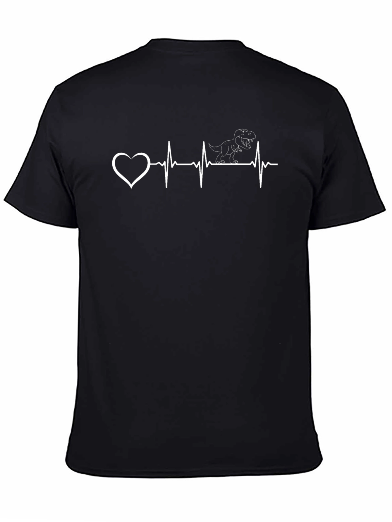 Black Dino Heartbeat Graphic Tee - Black Cotton T-Shirt view 4
