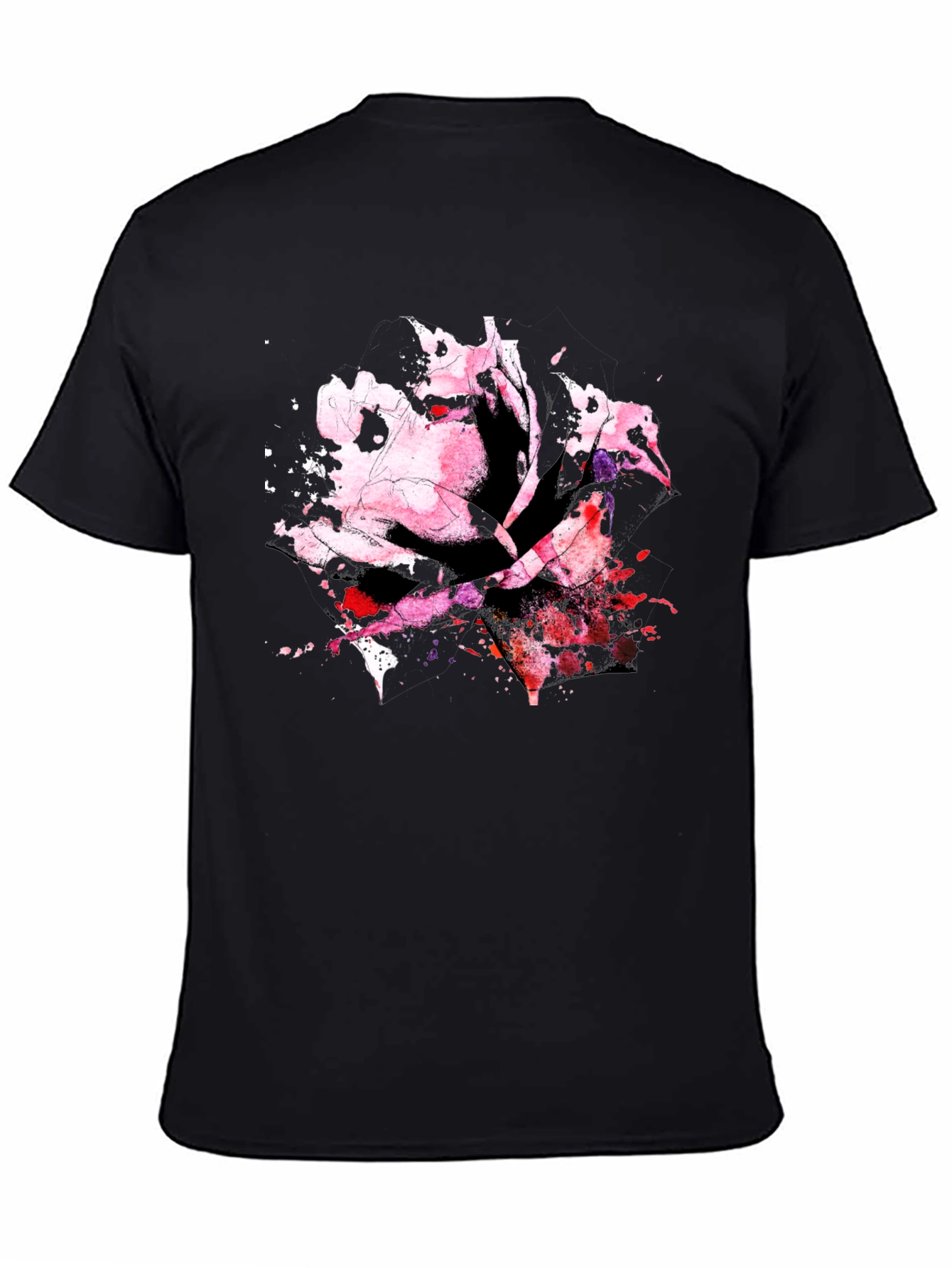 Black Rose Watercolor Black T-Shirt view 4