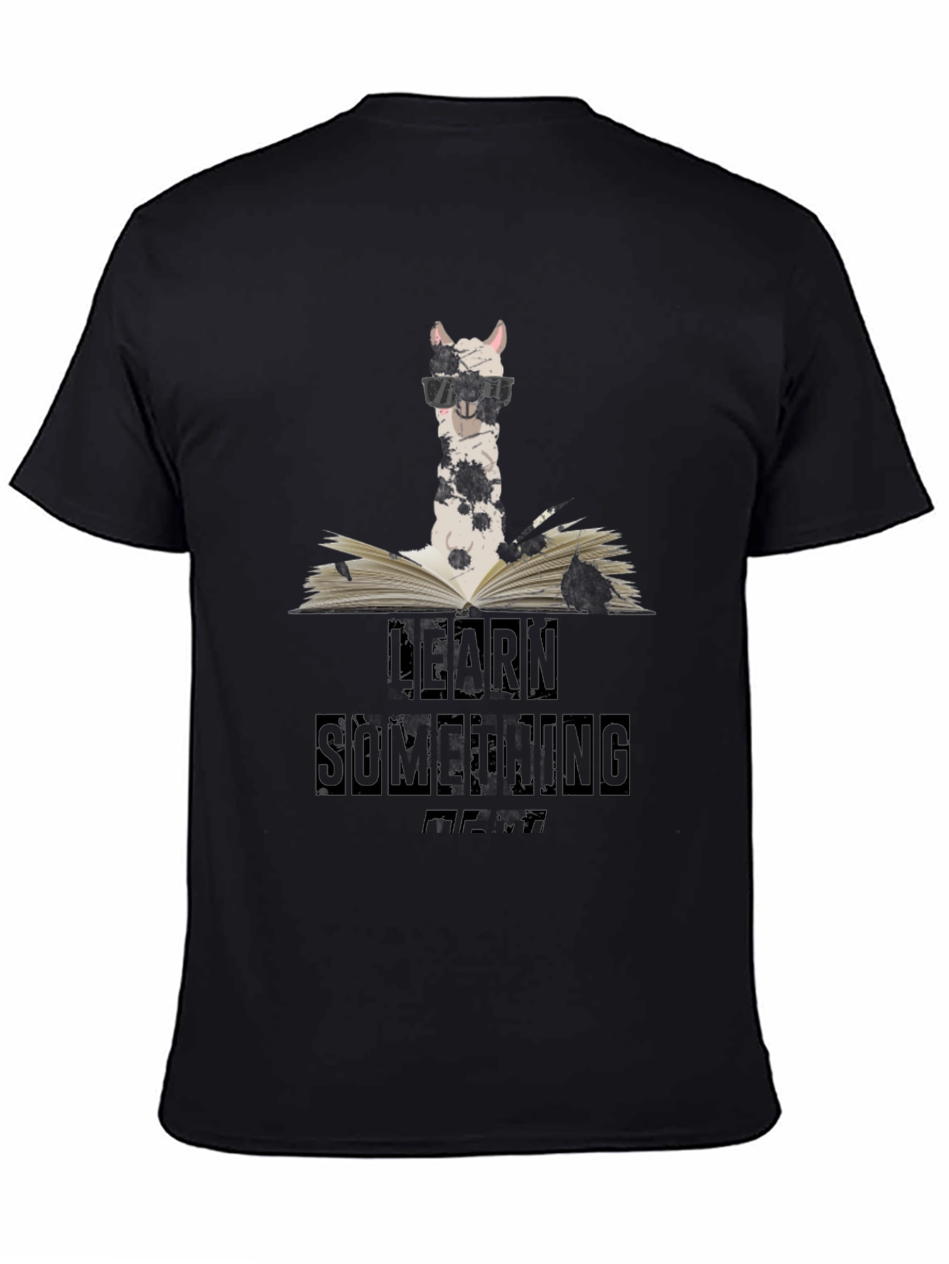 Black Learn Something New Llama Graphic T-Shirt view 4