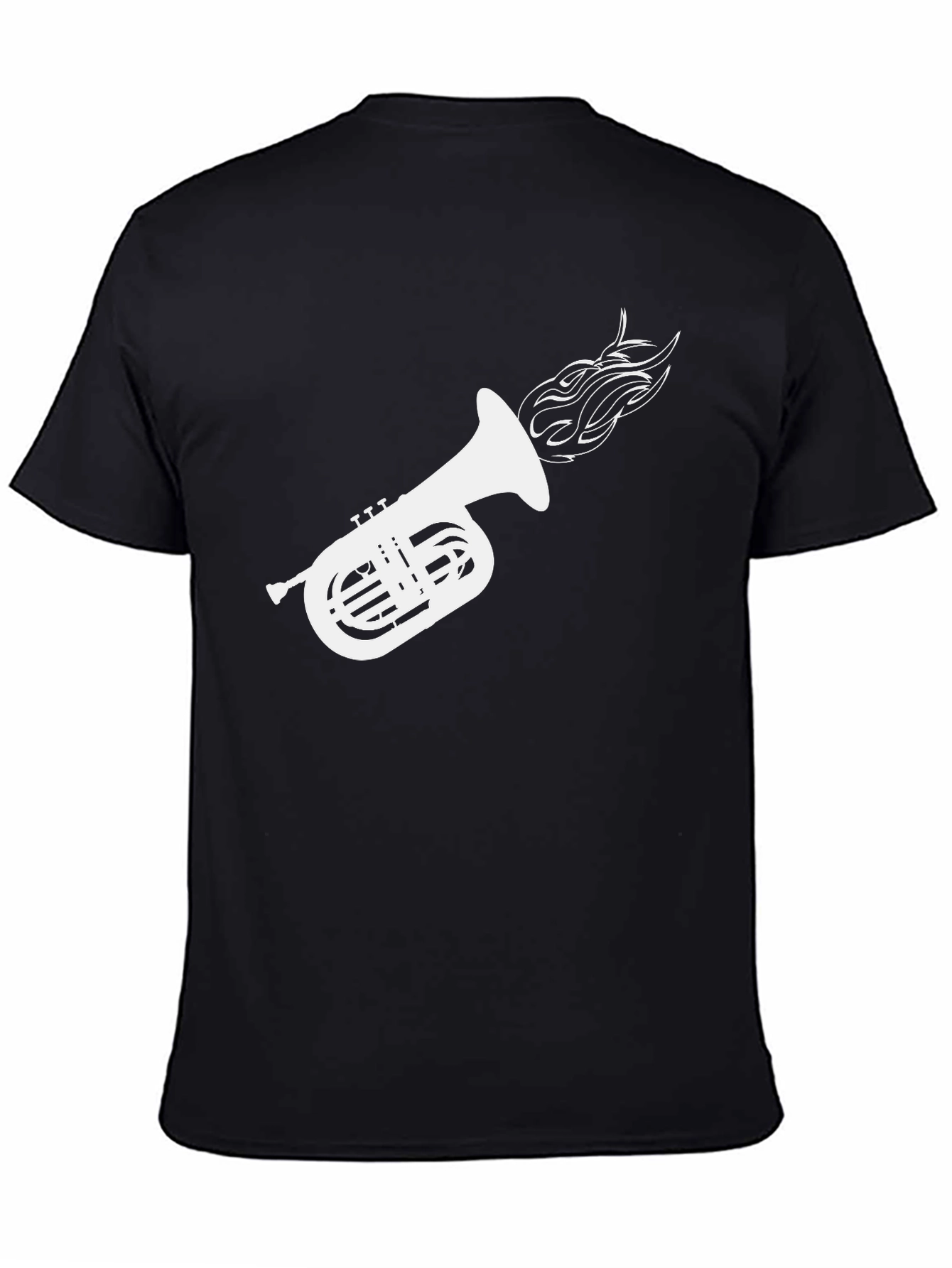 Black Black Tuba Fire T-Shirt - Musician Apparel view 4