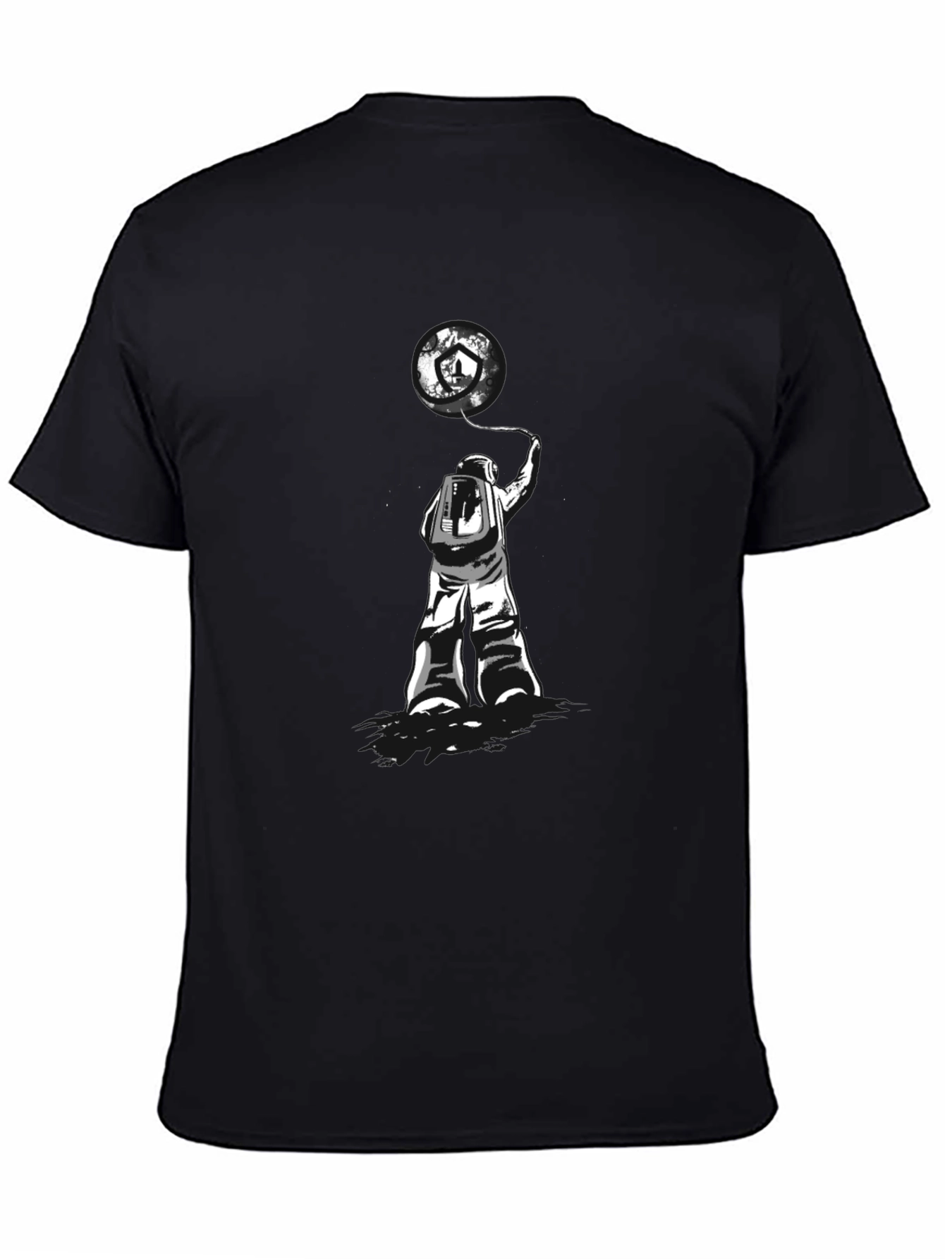 Black Astronaut Earth Balloon Graphic Tee - Trendy Black T-Shirt view 4