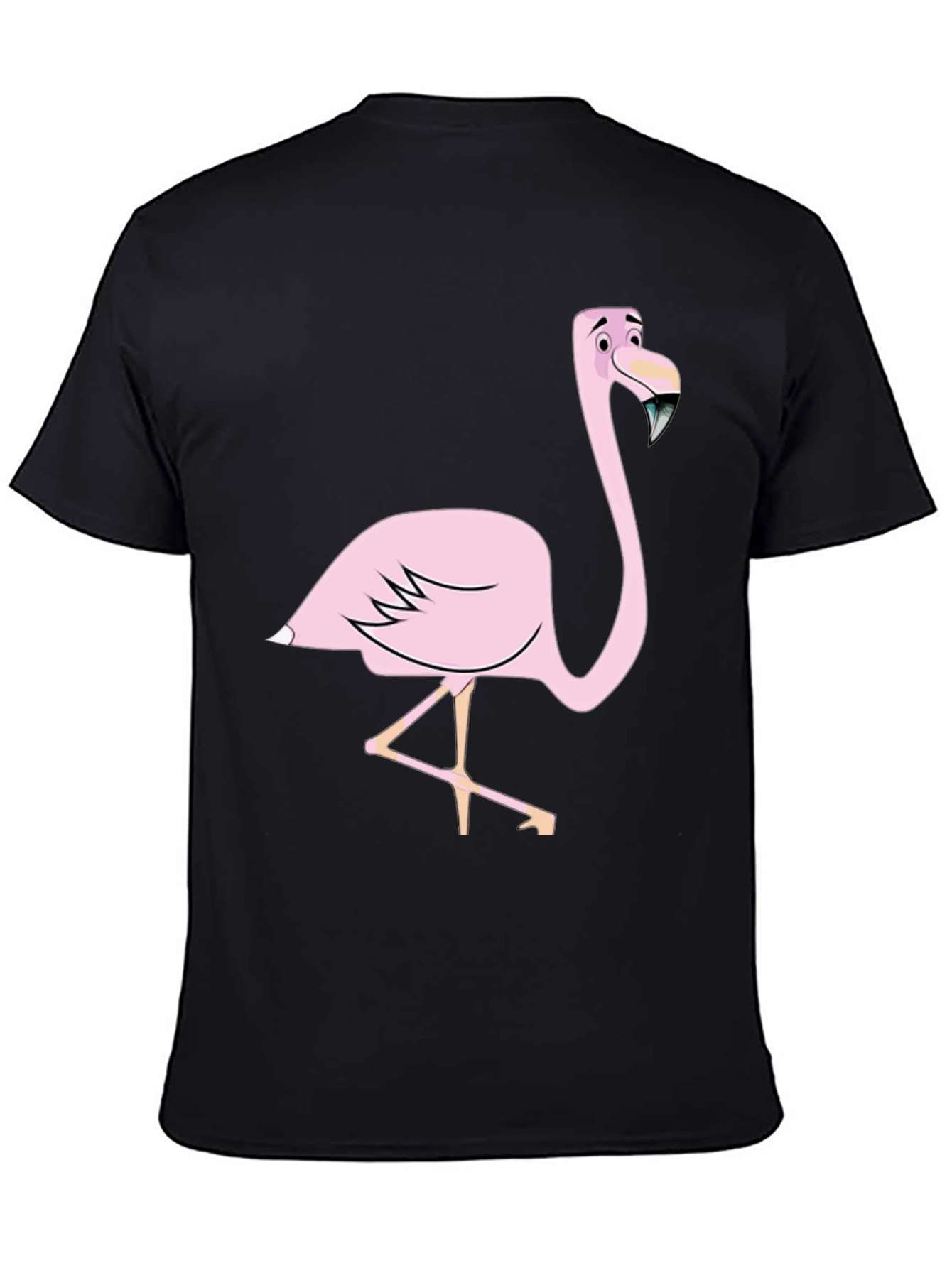 Black Fun Flamingo Graphic Tee - Black Cotton Blend Shirt view 4
