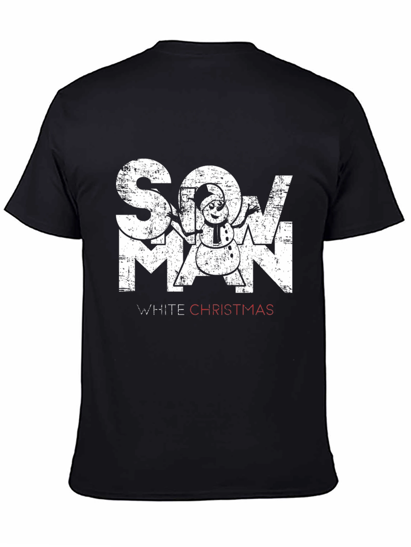 Black Snowman White Christmas Graphic T-Shirt view 4