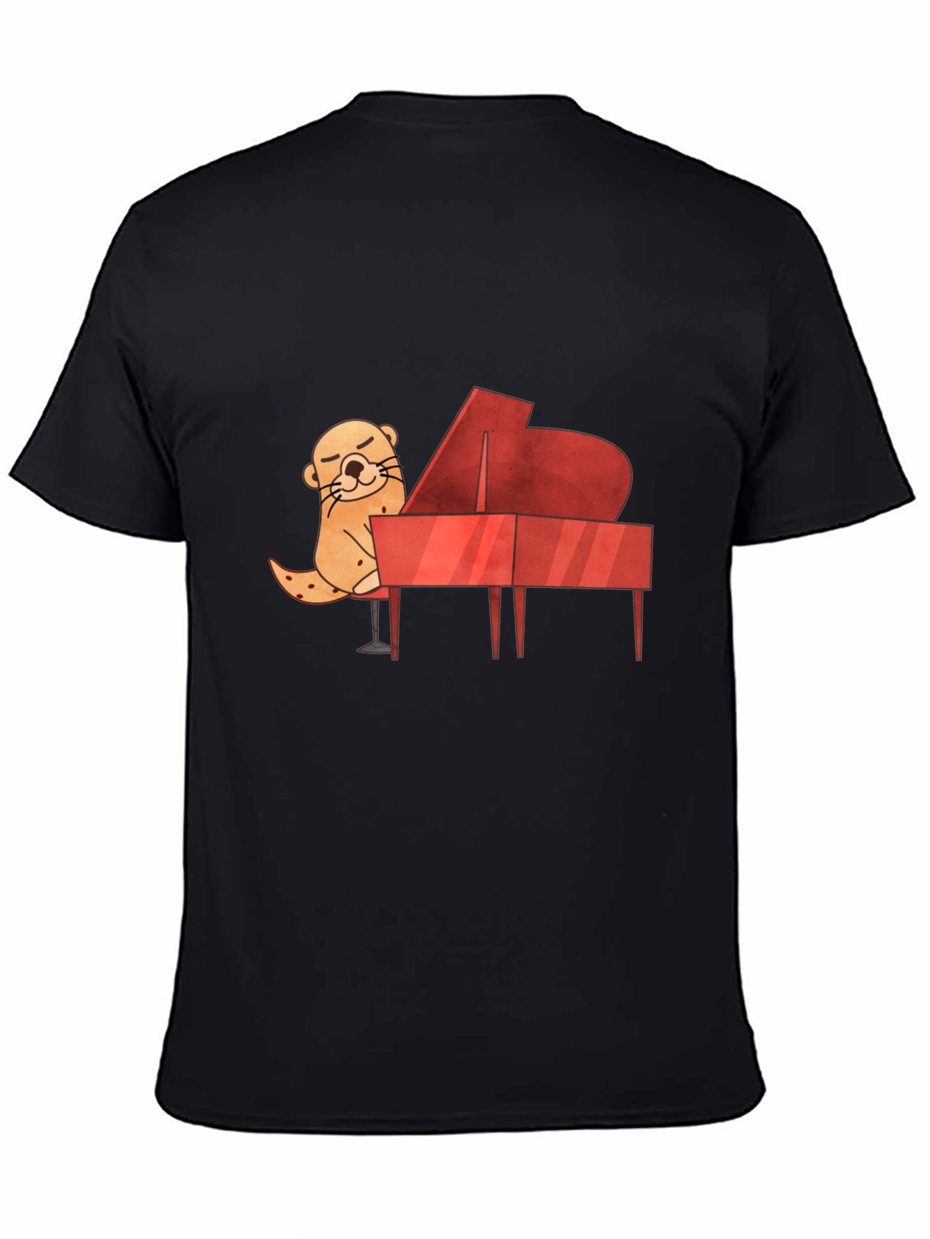 Black Otter Playing Piano Graphic Tee view 4