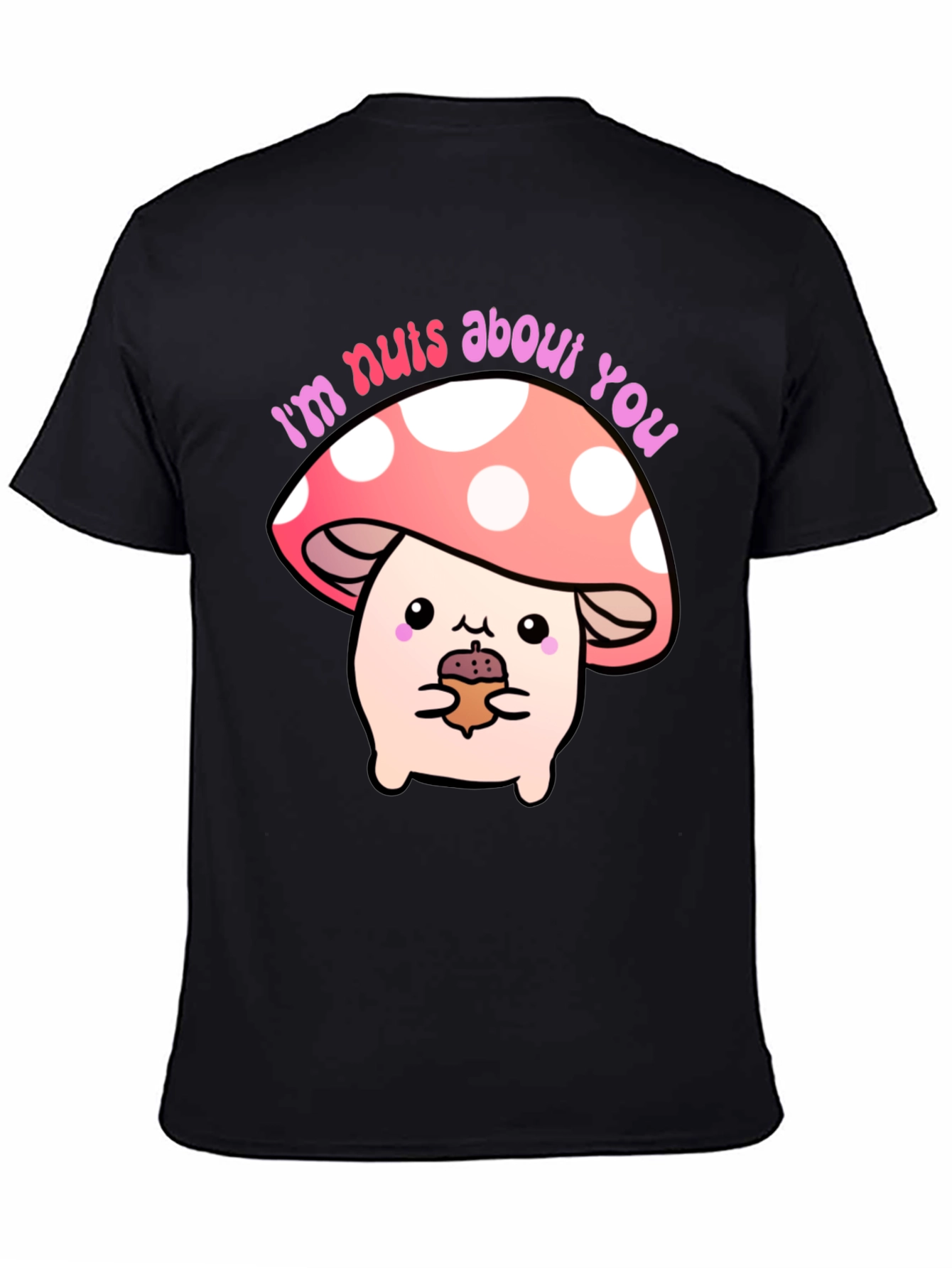 Black I'm Nuts About You Mushroom Graphic Tee view 4